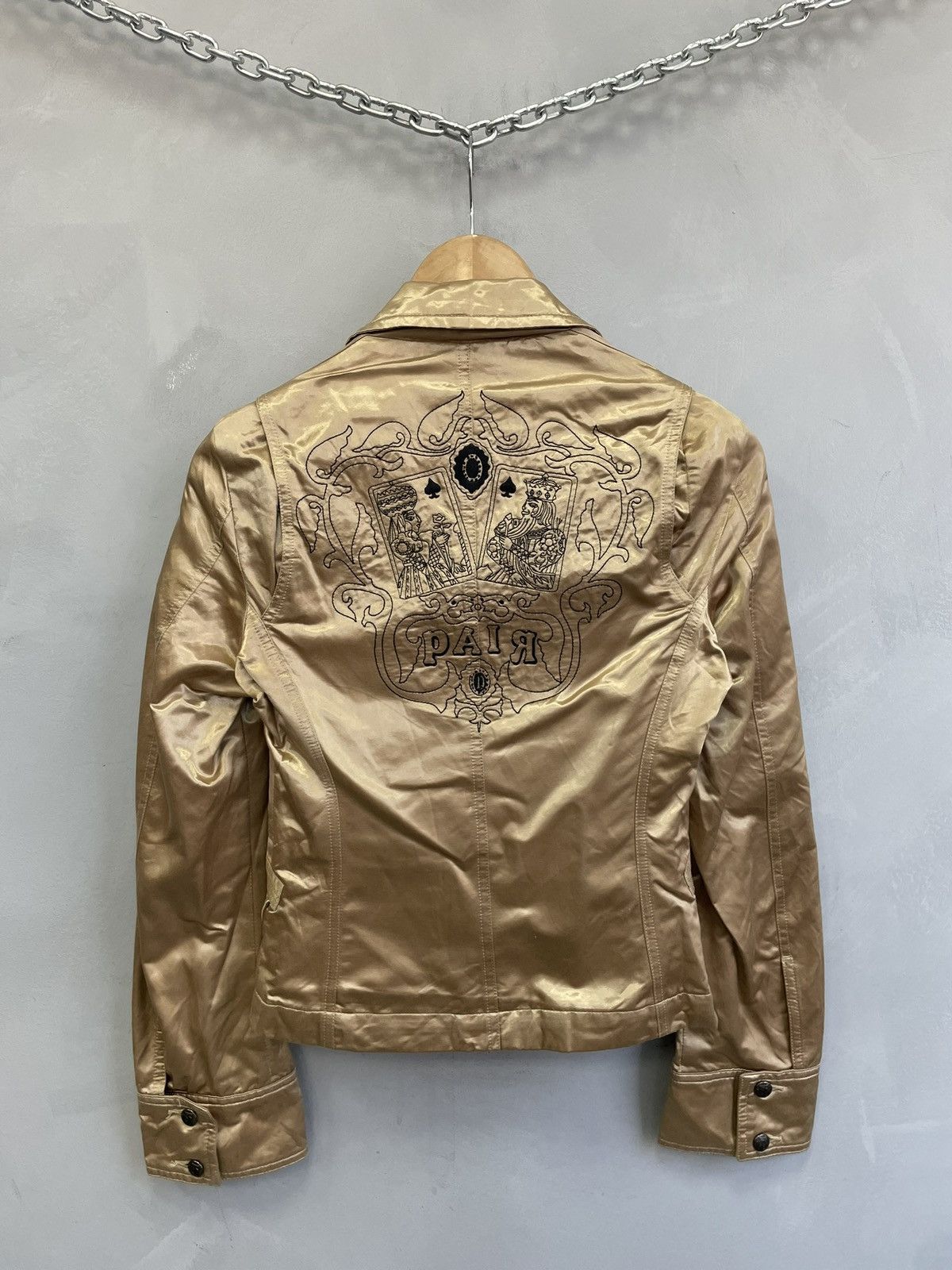 Diesel Diesel Gold Satin Moto Jacket Y2K Glamour Street Style Size M / US 6-8 / IT 42-44 - 9 Thumbnail