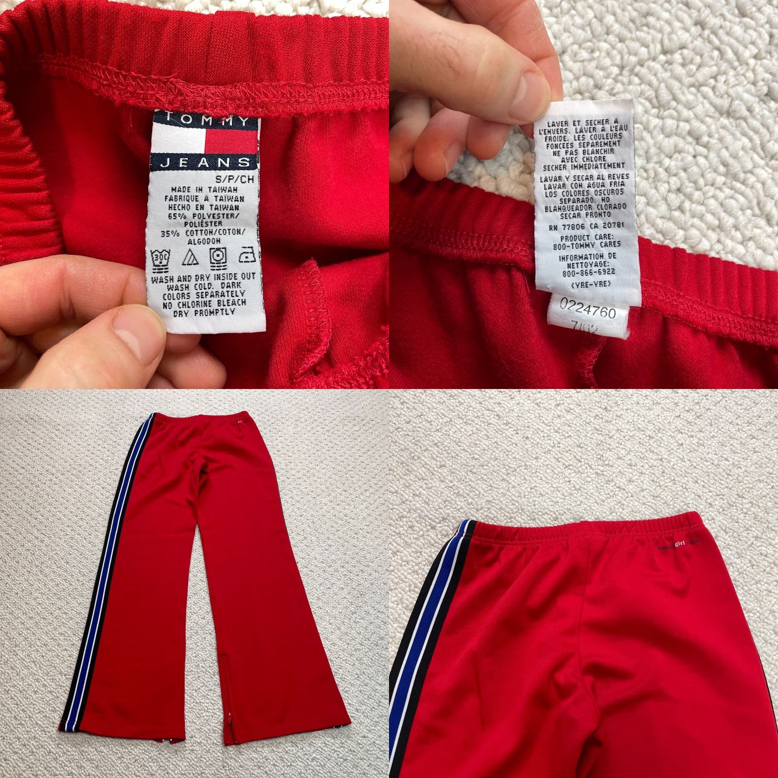 Tommy Hilfiger Tommy Hilfiger Track Pants Womens Small Red Elastic Waist Ankle Zip 26x30 Size 28" / US 6 / IT 42 - 8 Thumbnail