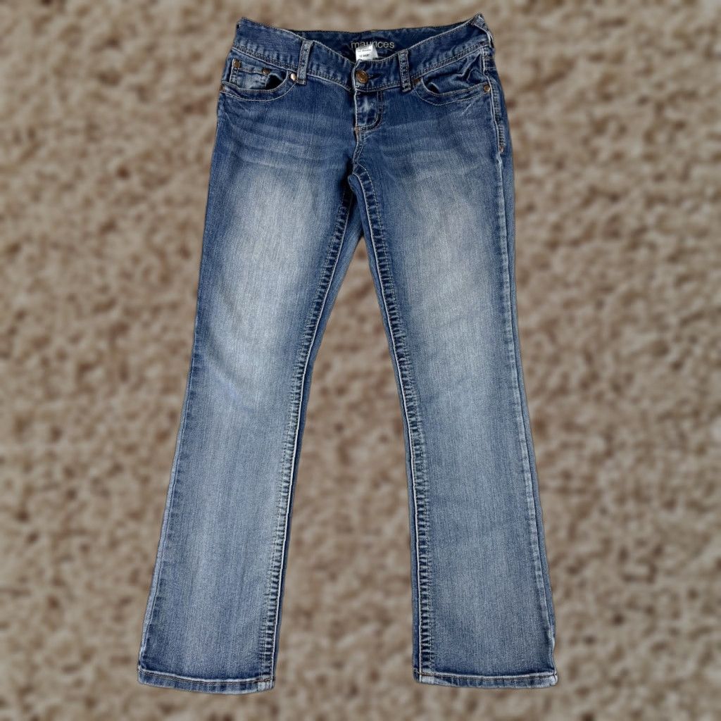 Vintage Maurices Jeans Womens 1 Blue Denim Bootcut Embroidered Cotton Blend Pant Size 25" / US 0 / IT 36 - 1 Thumbnail