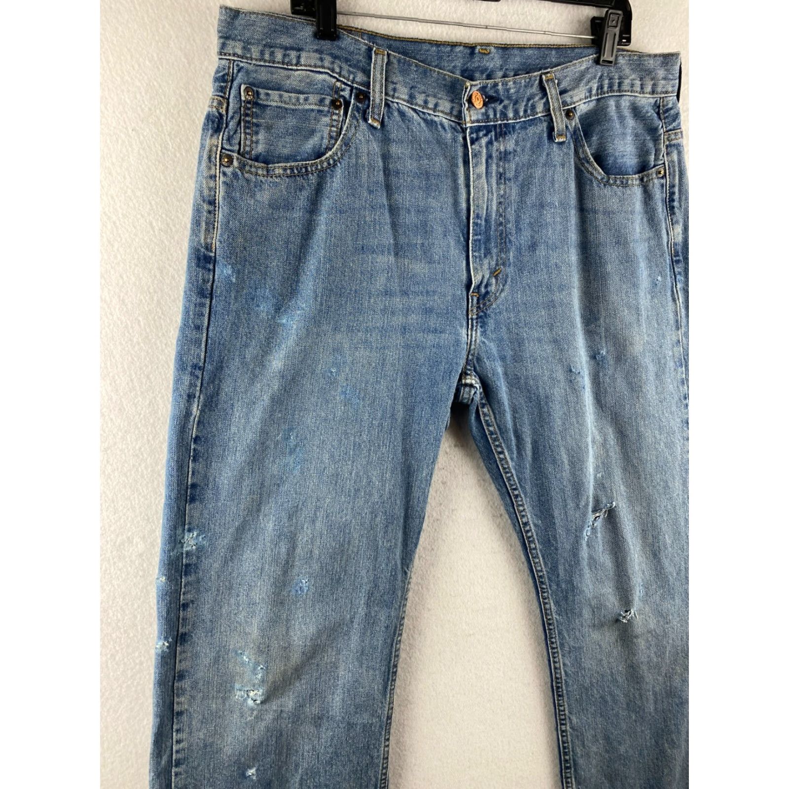 Levi's Levi's 569 Jeans Mens 36 x 30 Blue Distressed Straight Regular Baggy Mid Rise Denim 5-Pocket Modern Adults Mens Size US 36 / EU 52 - 3 Thumbnail
