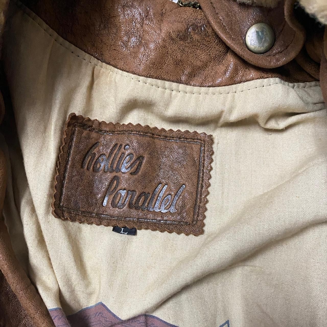 Other Brown leather aviator jacket with fur collar and button Size L / US 10 / IT 46 - 4 Thumbnail