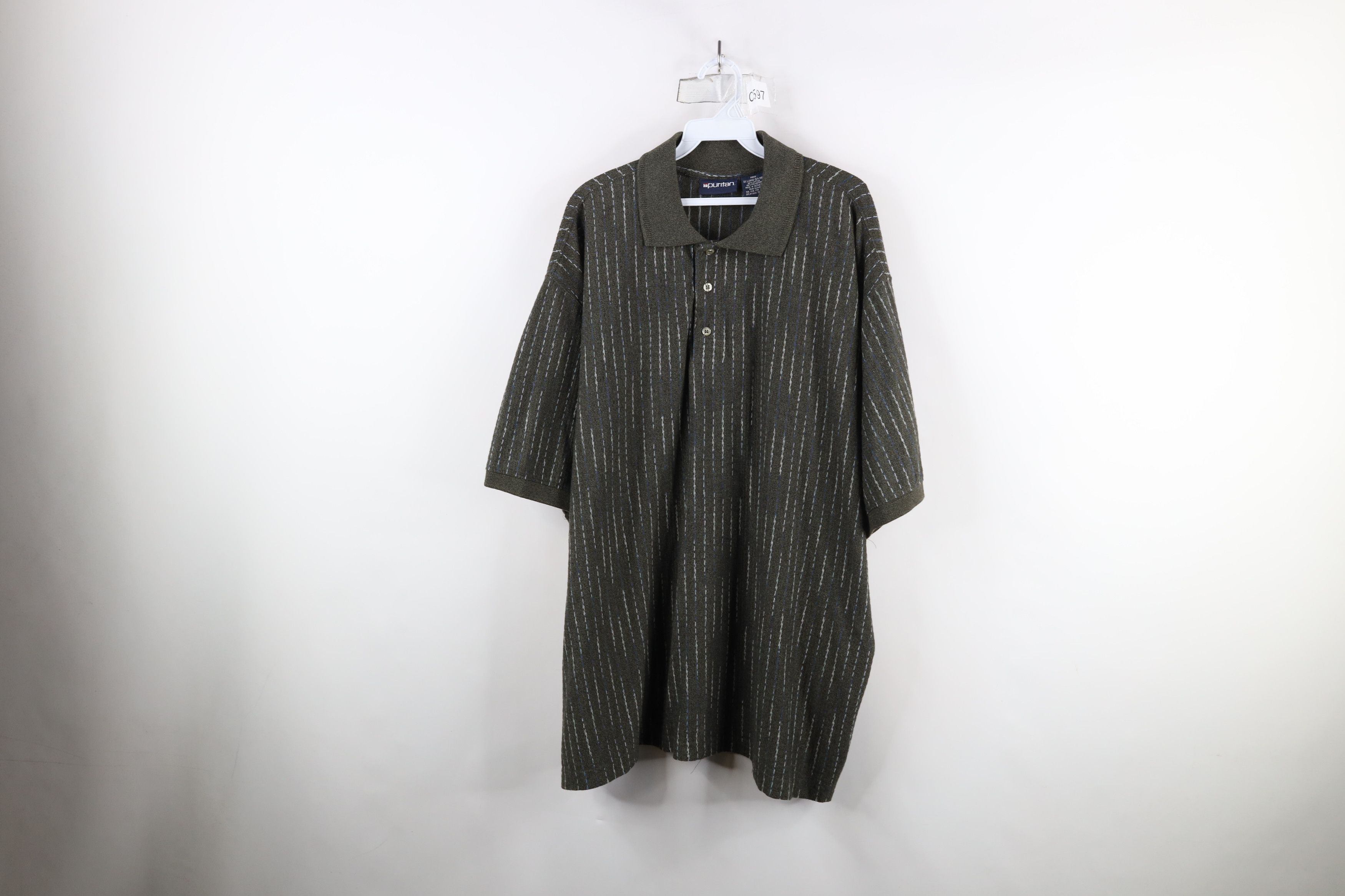 Vintage Vintage 90s Streetwear Knit Short Sleeve Polo Shirt Green Size US XXL / EU 58 / 5 - 1 Thumbnail