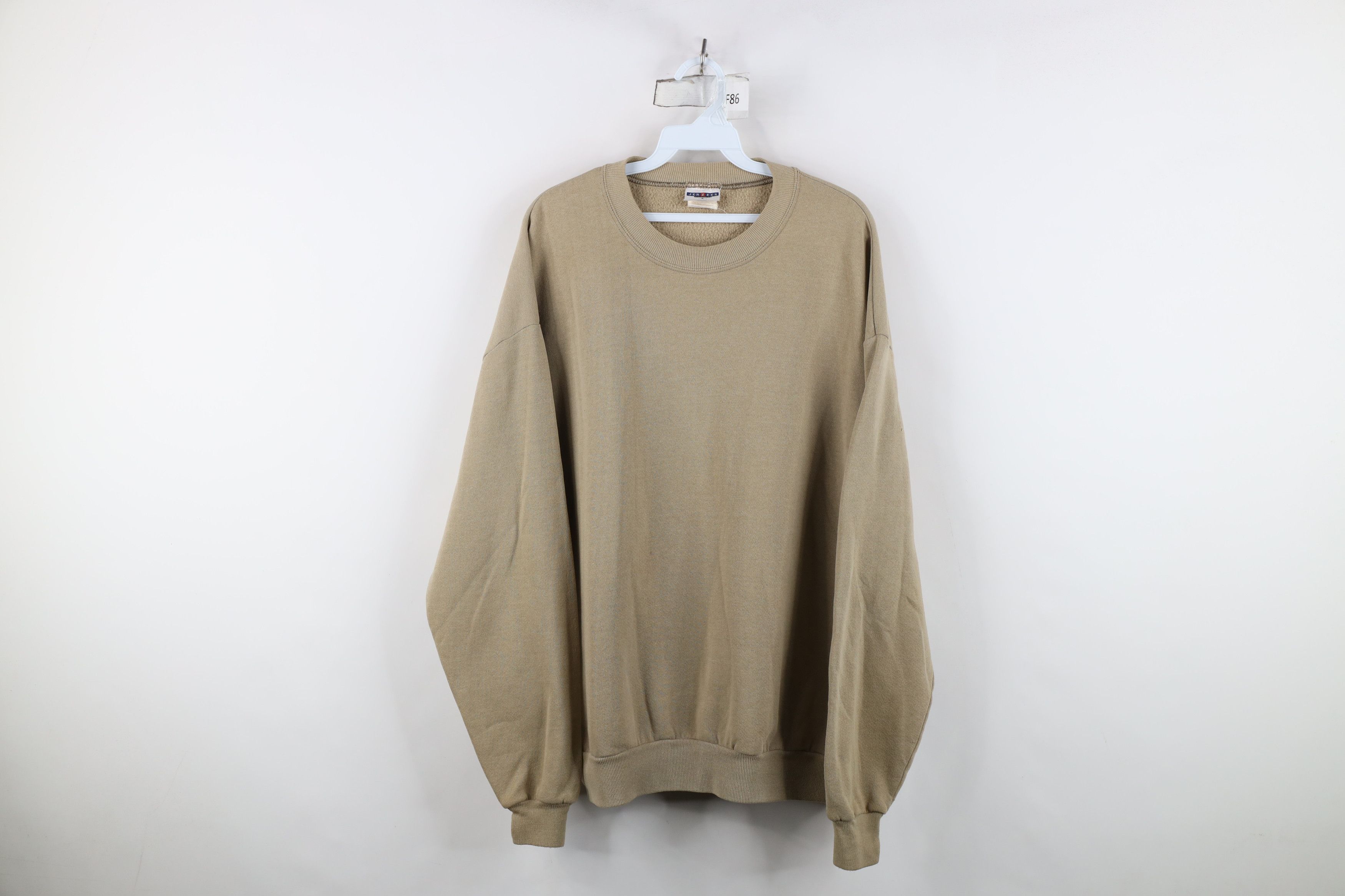 Vintage Vintage 90s Streetwear Blank Crewneck Sweatshirt Khaki Beige Size US XL / EU 56 / 4 - 1 Thumbnail