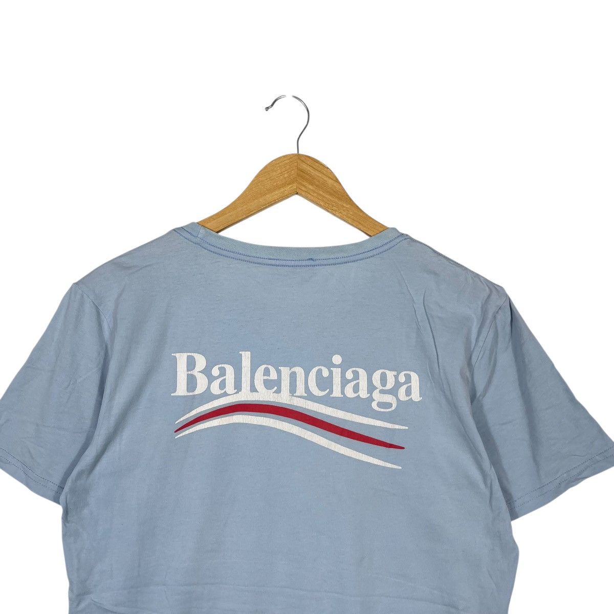 Balenciaga Balenciaga Paris Logo T-Shirt Blue Small Logo Back Print Size US M / EU 48-50 / 2 - 6 Thumbnail