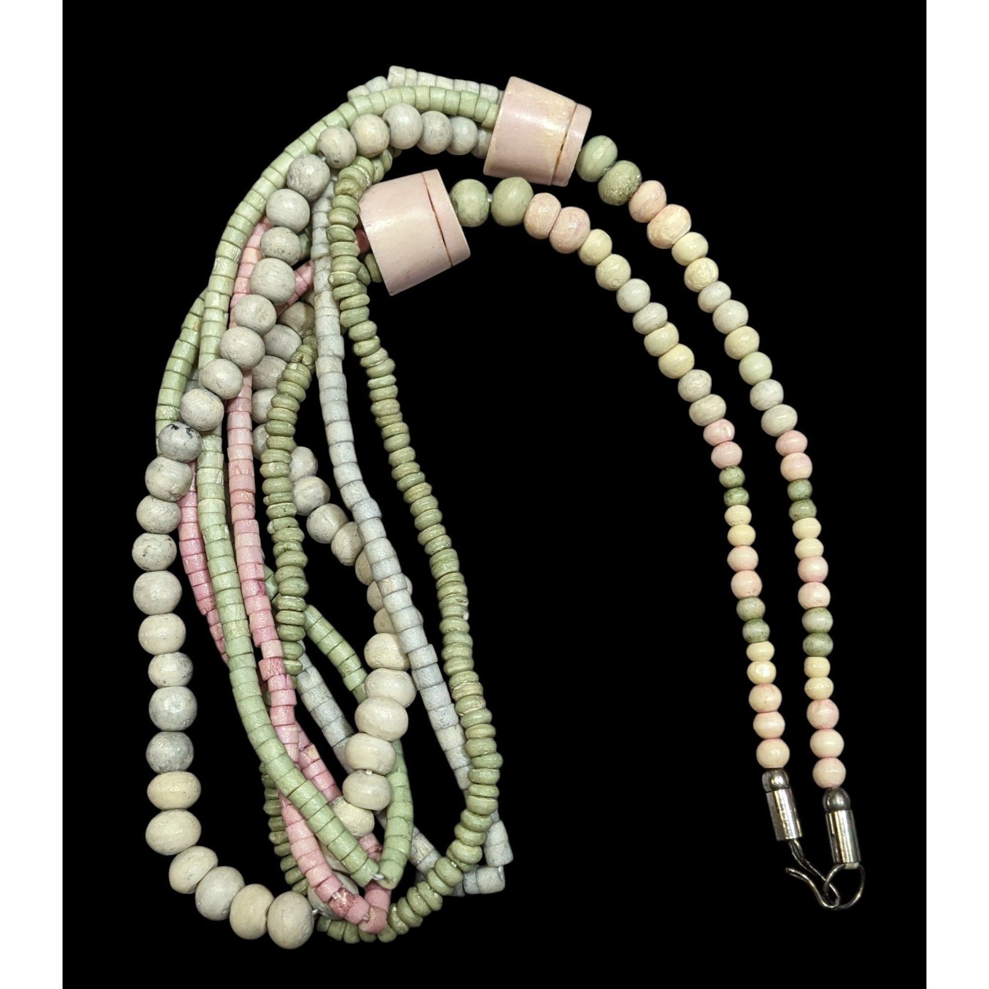 Other Vintage Pastel Pink And Green Beaded Layered Necklace Size ONE SIZE - 2 Thumbnail