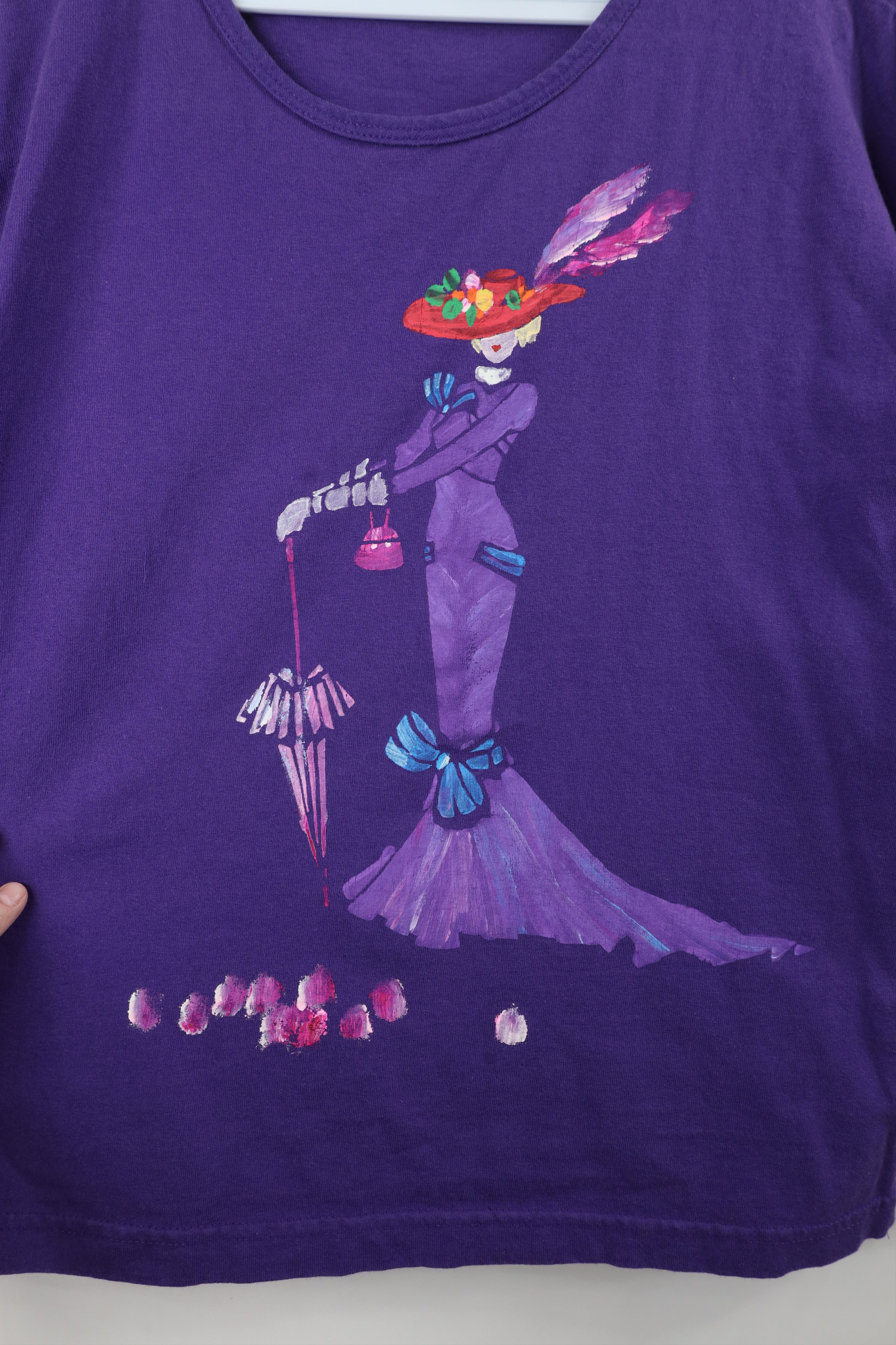 Vintage Vintage 90s Streetwear Painted High Fashion Couture T-Shirt Size L / US 10 / IT 46 - 4 Thumbnail