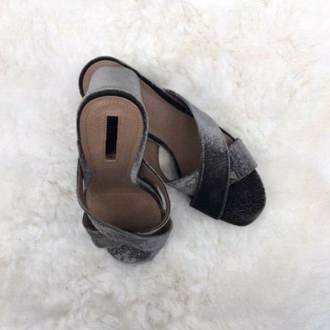 Vintage Tahari Women's High Heel Platform Slide Sandals, Crisscross Strap, Taupe, Size 6.5 M Size US 6.5 / IT 36.5 - 6 Thumbnail