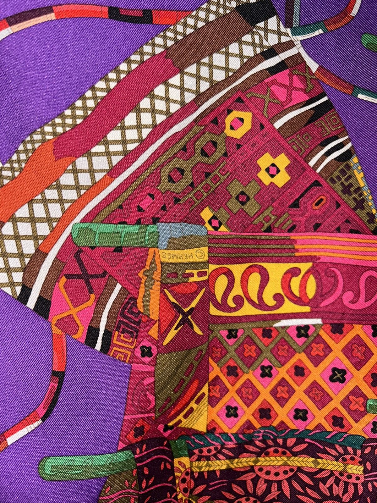 Hermes Hermes Voyage En Etoffes Silk Scarf Handkerchief In Purple Size ONE SIZE - 8 Thumbnail