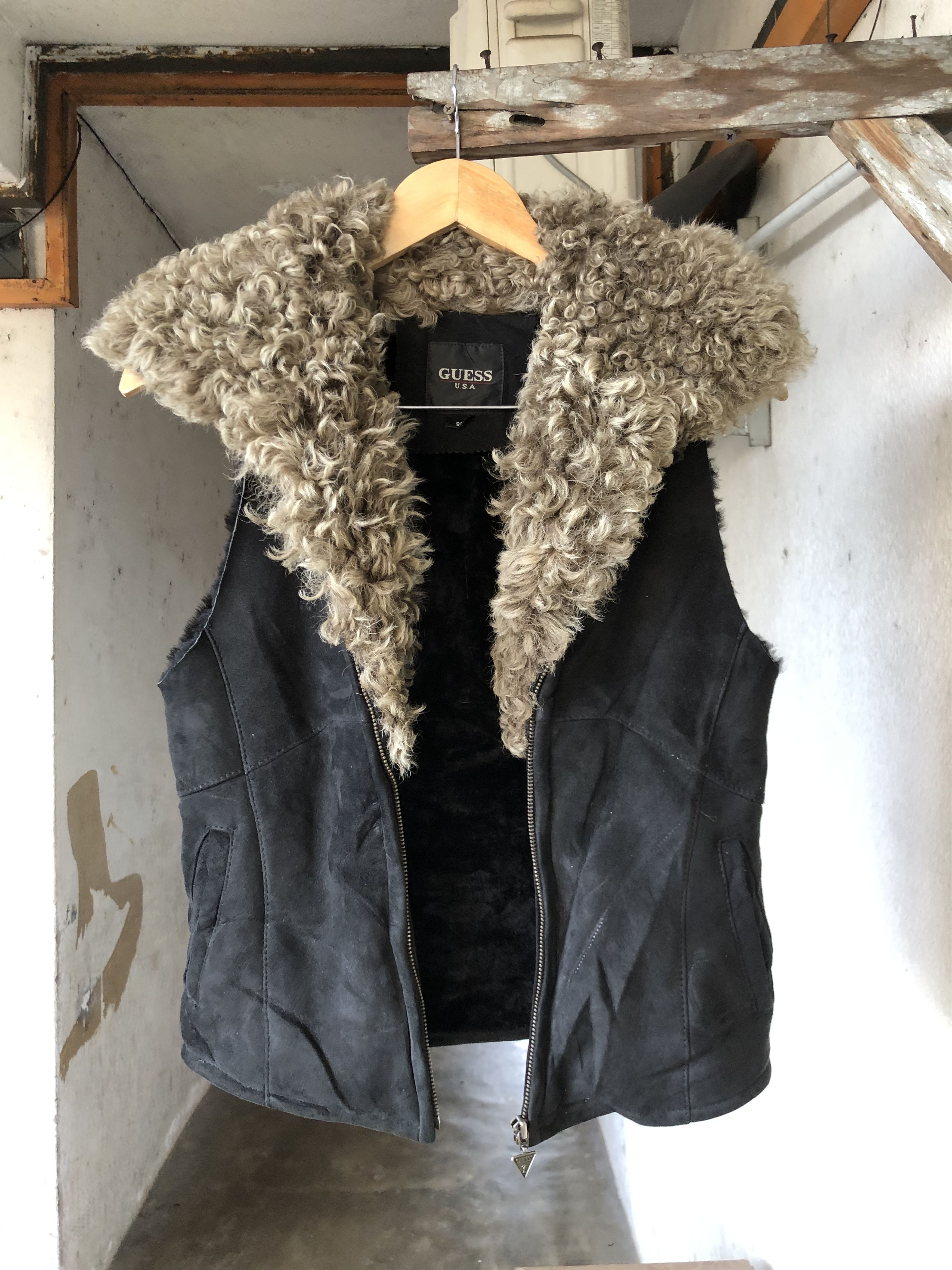 Guess Rare🔥 Guess Sheepskin Outer Vest Jacket Punk Size S / US 4 / IT 40 - 13 Thumbnail