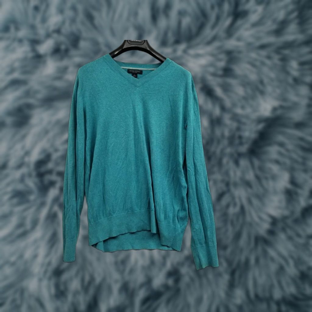 Banana Republic Banana Republic Sweater Men Long Sleeve V-neck Silk Linen Size Large Teal Green Mens Size US L / EU 52-54 / 3 - 1 Thumbnail