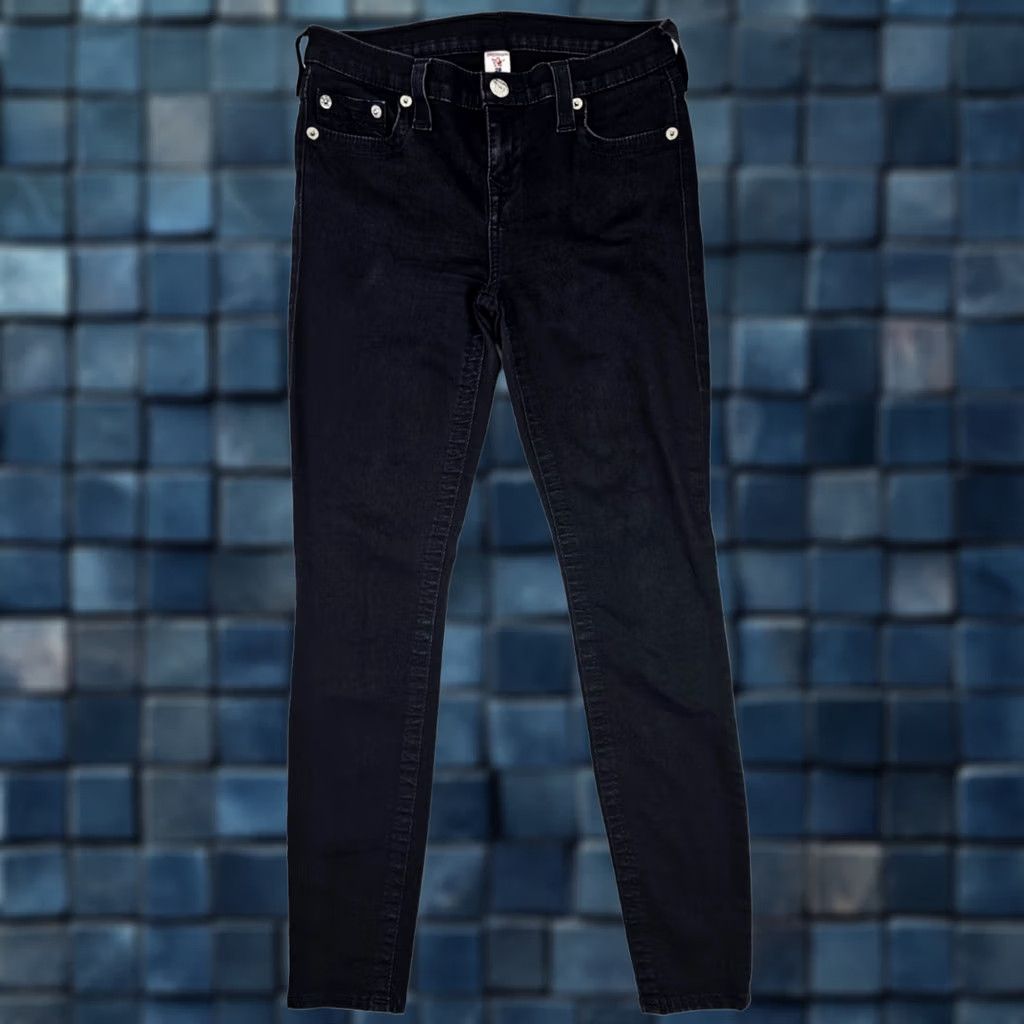 True Religion VINTAGE True Religion Halle Jeans Women 28 Black Embellished Back Pockets 5-Pocket Denim Skinny 28x29 Womens Size 28" / US 6 / IT 42 - 1 Thumbnail