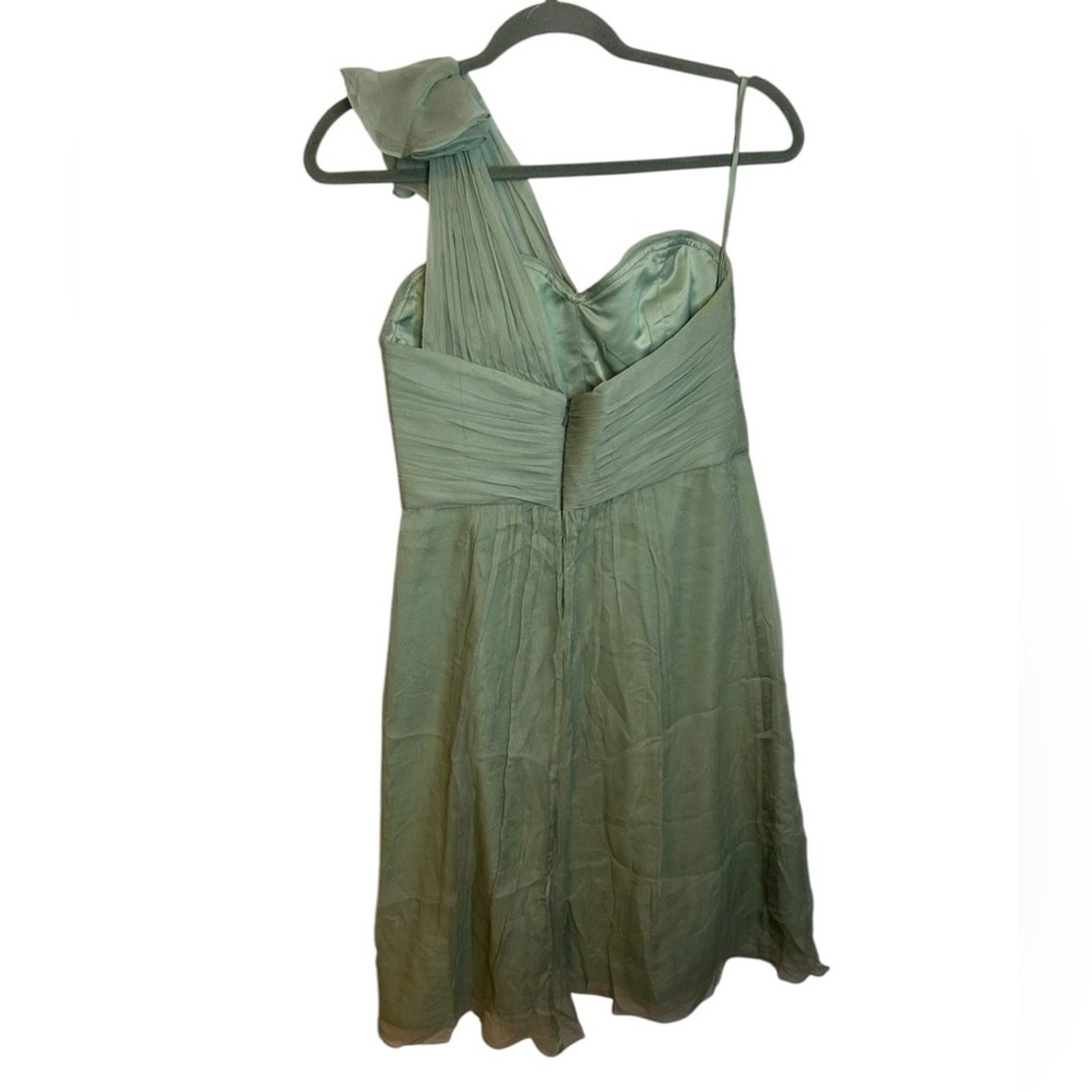 Other Amsale Sage Green Elegant One-Shoulder Formal Silk Dress Size M / US 6-8 / IT 42-44 - 2 Thumbnail