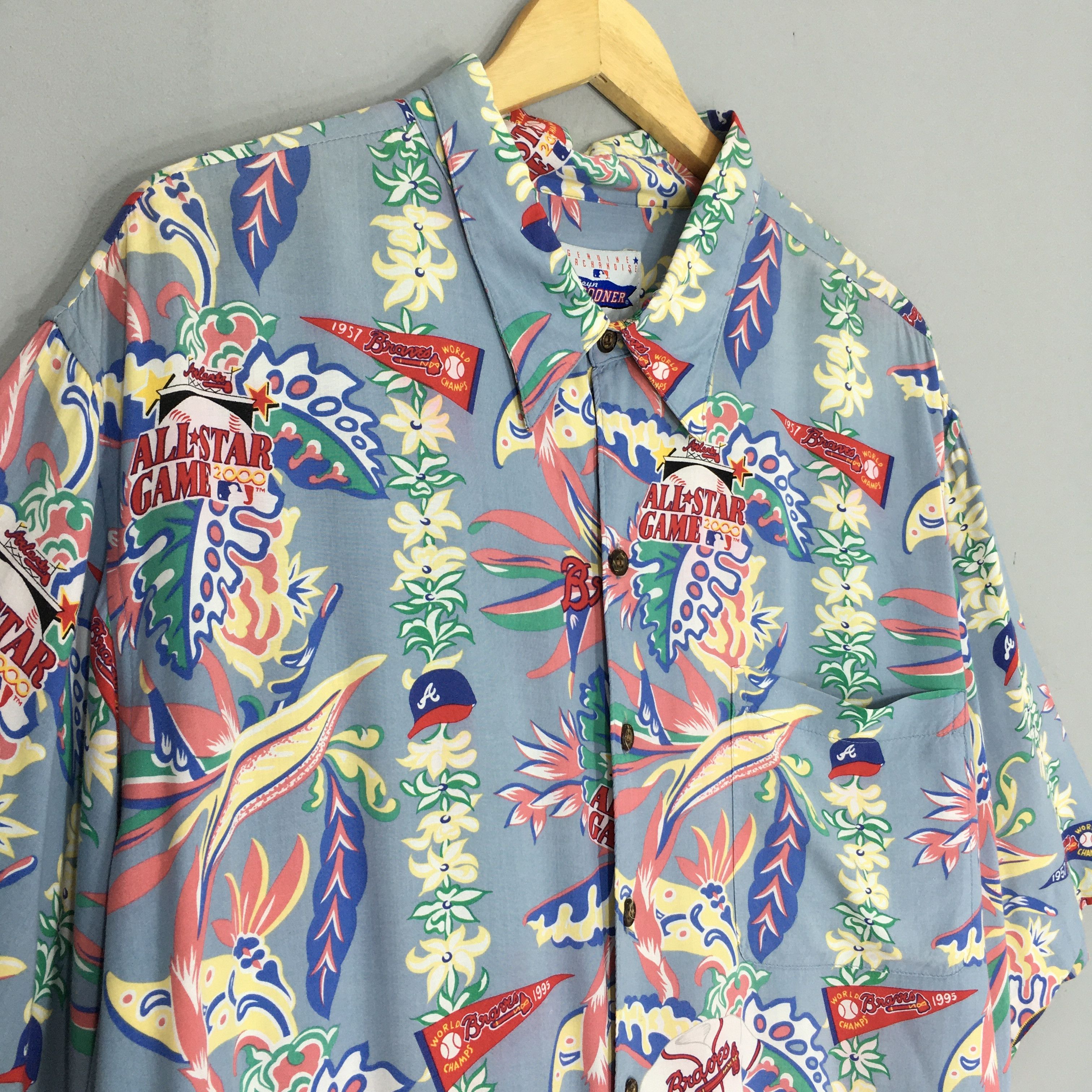 MLB × Reyn Spooner Vintage Reyn Spooner Hawaiian Atlanta Braves MLB Rayon Size US XXL / EU 58 / 5 - 3 Thumbnail