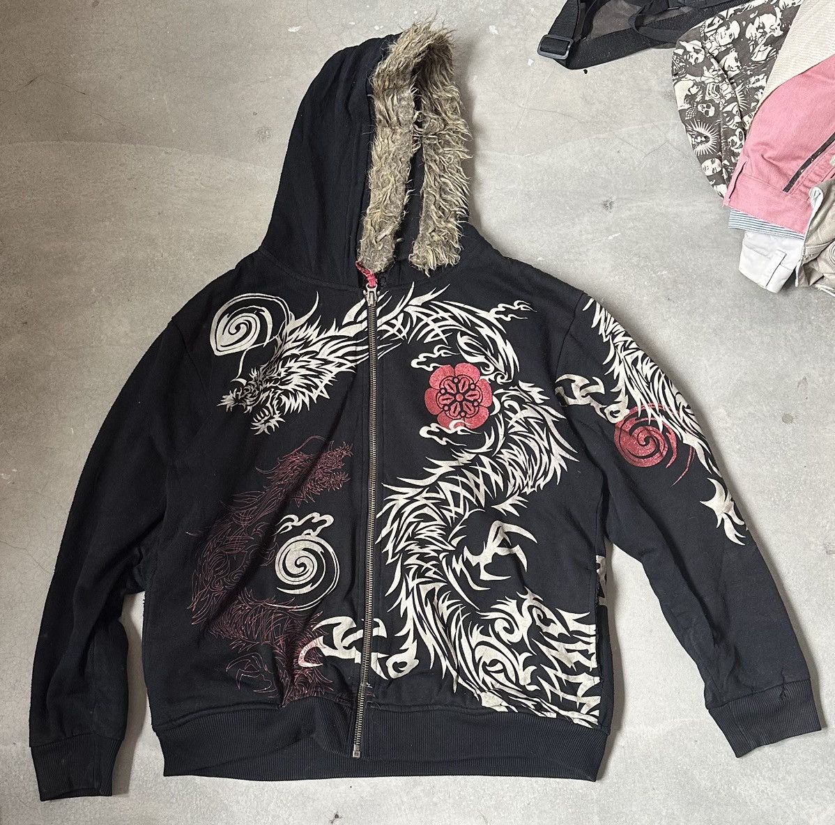 Japanese Brand VINTAGE JAPAN DRAGON SHERPA TATTOE HOODIE Size US L / EU 52-54 / 3 - 1 Thumbnail