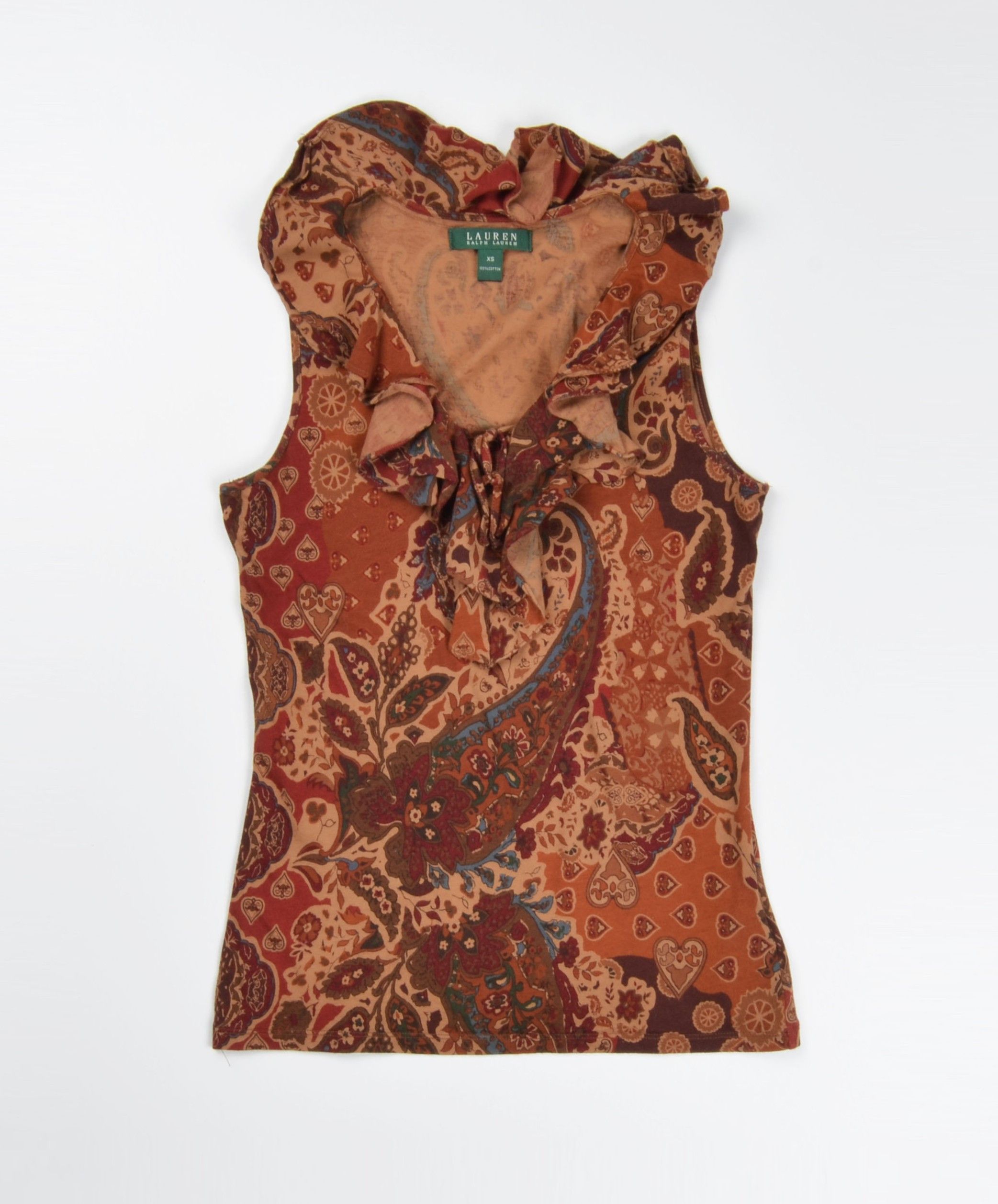 Ralph Lauren Ralph Lauren Boho Paisley Print Ruffle V- Neck Top Size XS / US 0-2 / IT 36-38 - 1 Thumbnail