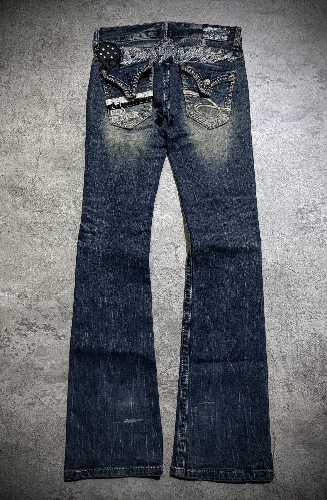 Hysteric Glamour Y2k Red Peppers skull studded ifsixwasnine bootcut jeans Size US 29 - 1 Thumbnail