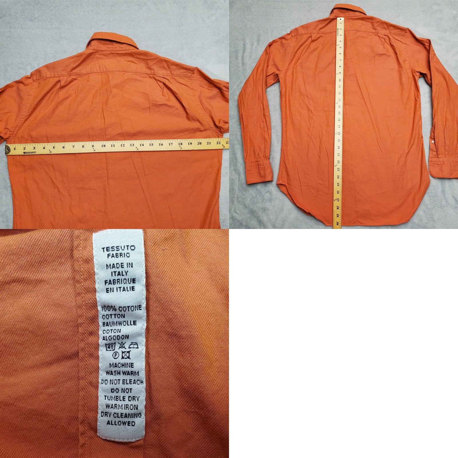 Vintage Mastai Shirt Mens 40 Orange Long Sleeve Button 100% Cotton Dress Casual Size US L / EU 52-54 / 3 - 8 Thumbnail