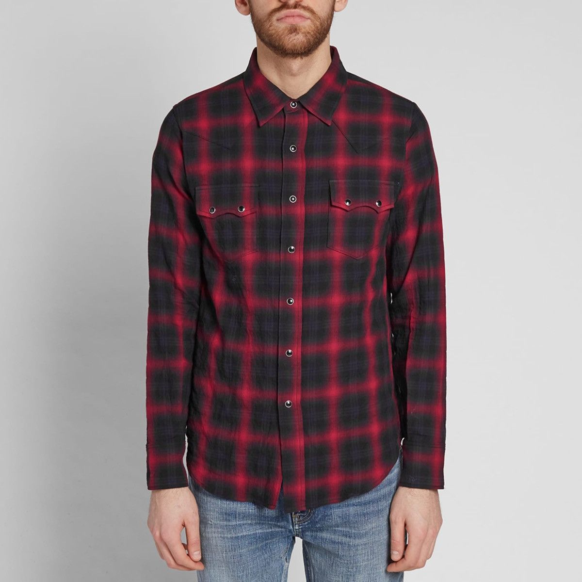 image of Celine x Hedi Slimane Saint Laurent Western Shirt in Black, Men's (Size Small)