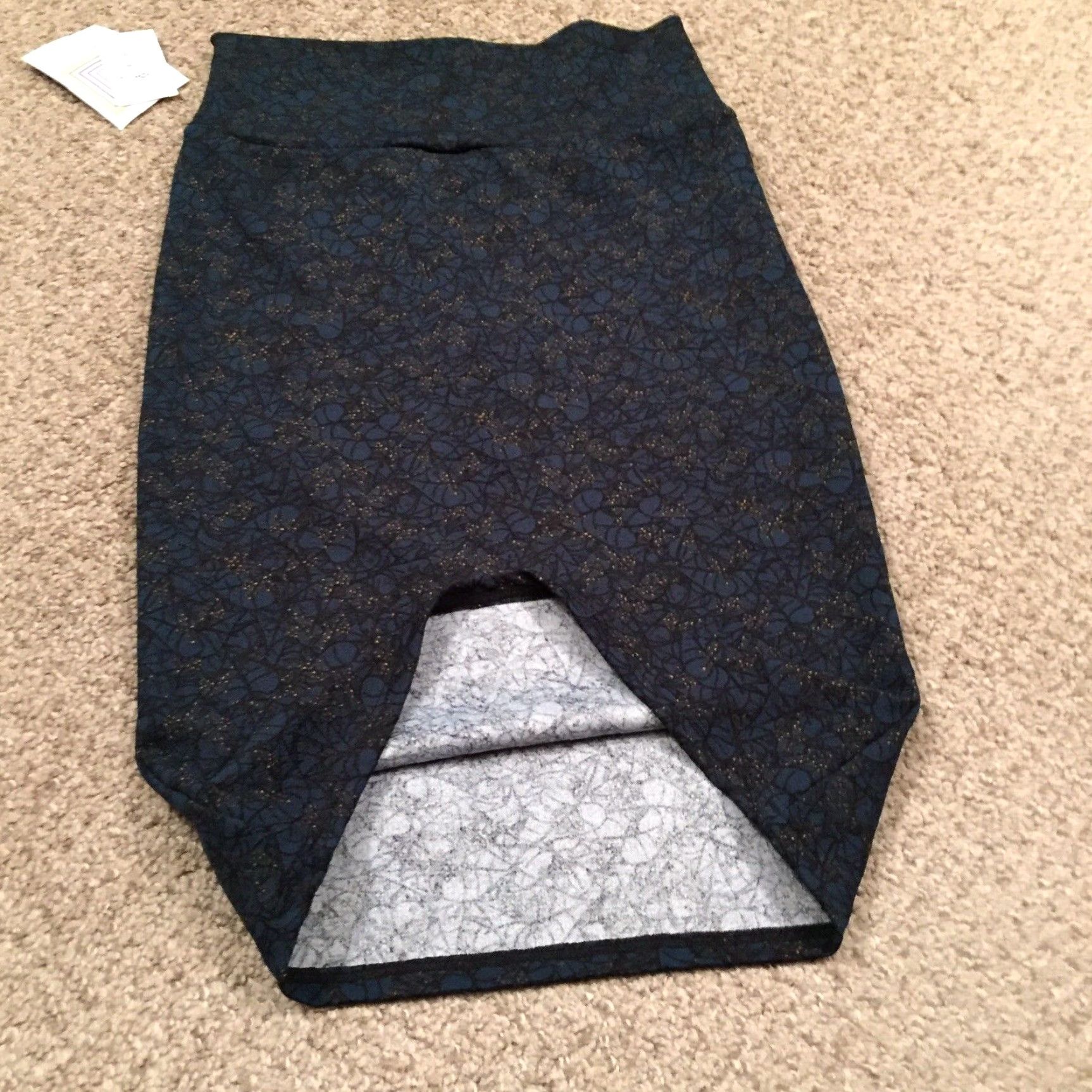 Vintage LuLaRoe Skirt XS Women Knee Length Floral Unlined Pull On Blue Polyester Spandex Knit Casual Vintage: No Size 26" / US 2 / IT 38 - 7 Thumbnail