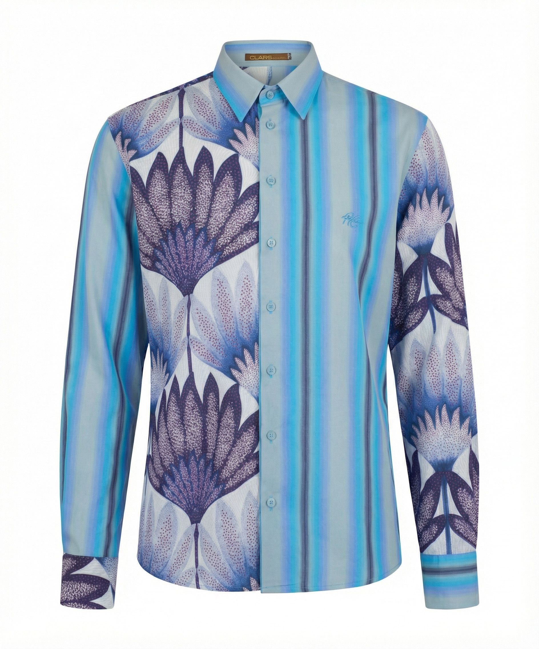 Roberto Cavalli Roberto Cavalli Shirt Button Up Long Sleeve Printed Blue Size US S / EU 44-46 / 1 - 1 Thumbnail