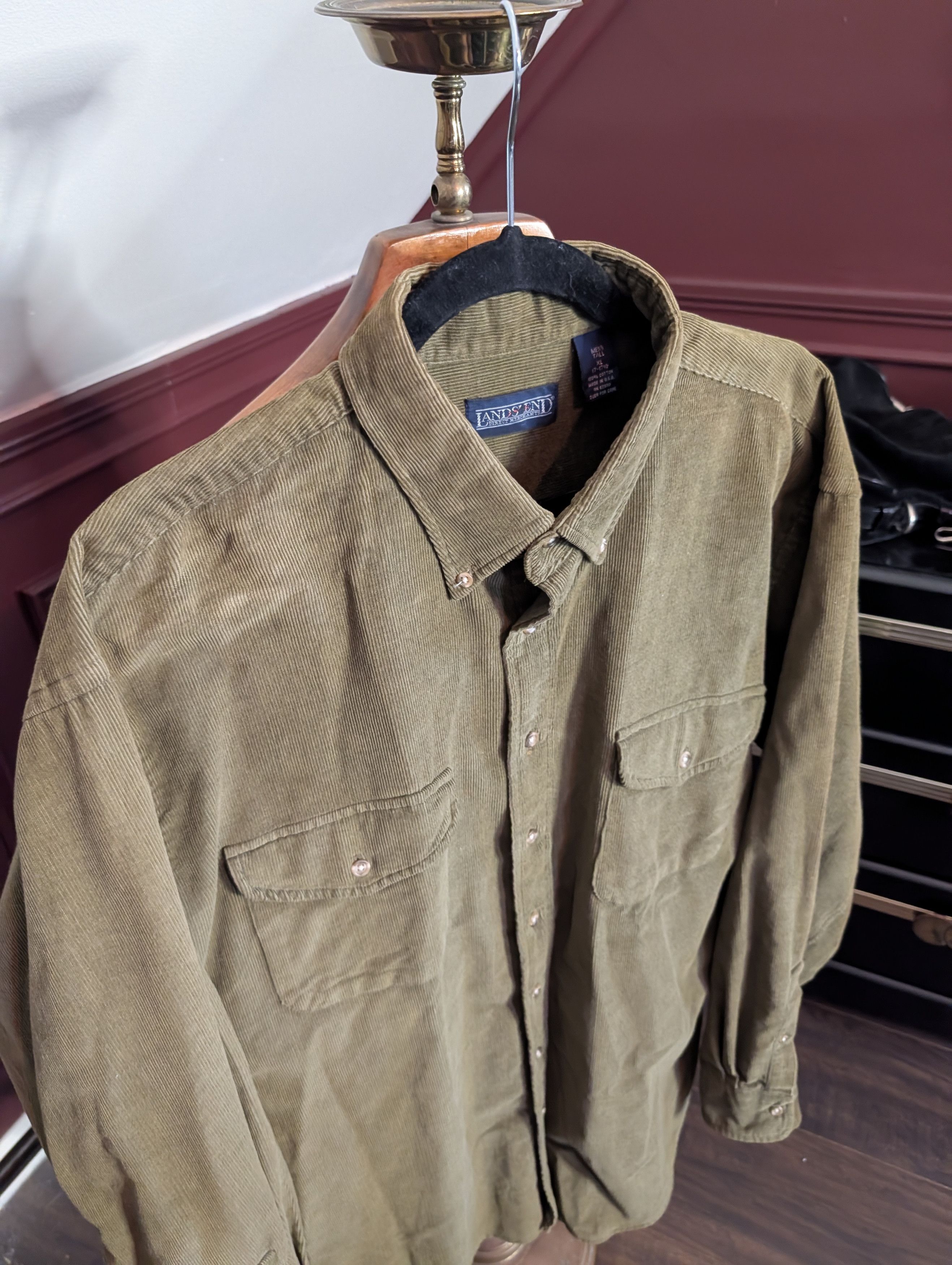 Lands' End VTG 1993 Green thick corduroy shacket MiUSA XL Size US XL / EU 56 / 4 - 2 Thumbnail