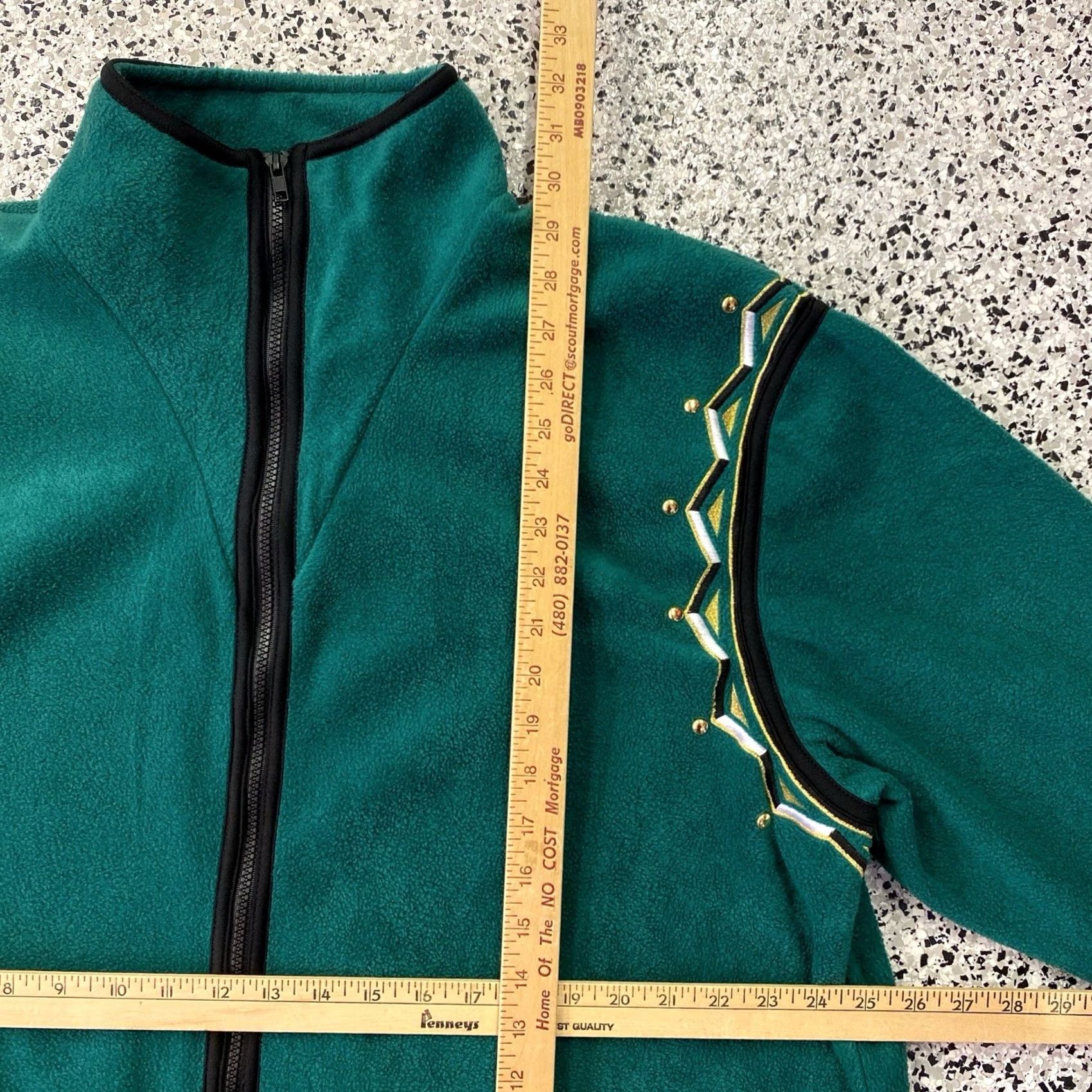Bob Mackie Mackie Jacket Embroidered Fleece Green XL Women Shirt/Coat Holiday Art Vintage: No (optimize) Size XL / US 12-14 / IT 48-50 - 2 Thumbnail