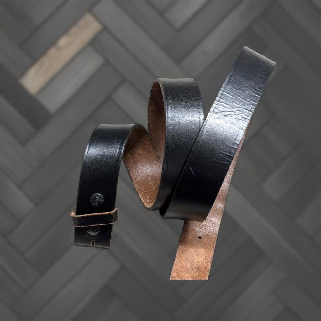 Vintage VINTAGE western belt GUN motorcycle belt buckle 50 black cowhide bridle leather western belt Mens Size ONE SIZE - 1 Thumbnail