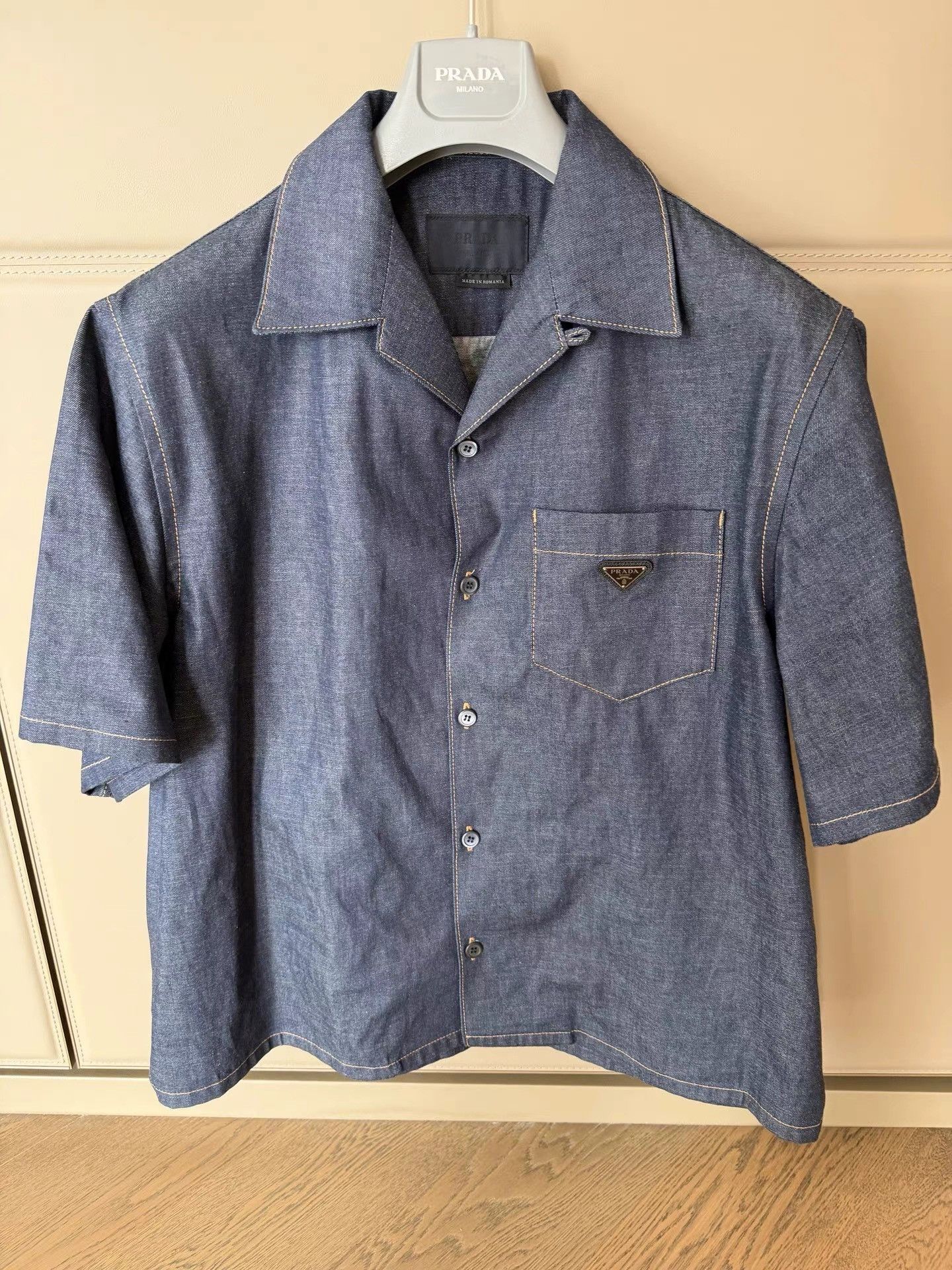 Prada Prada 25FW Men's New Denim Short-Sleeve Shirt K30 Size US XL / EU 56 / 4 - 1 Thumbnail