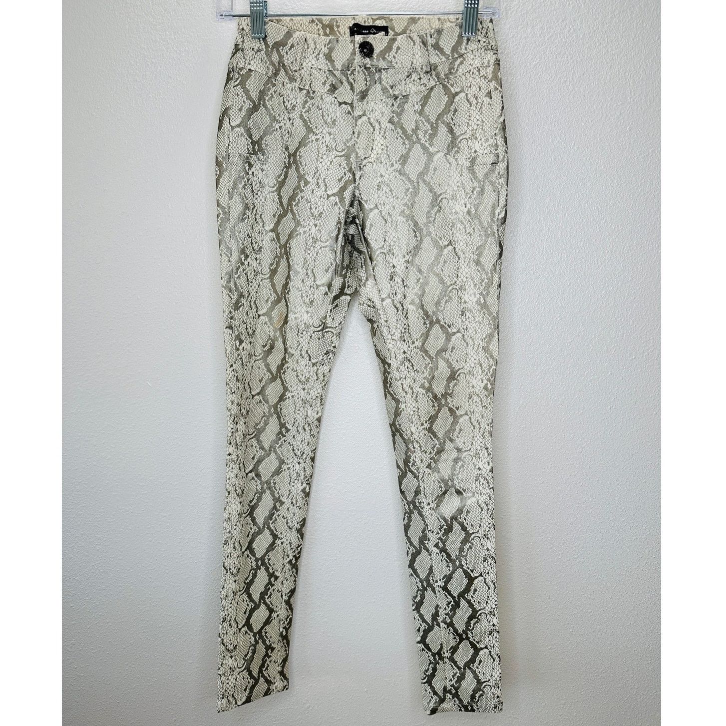 Other Caribbean Queen Cream Silver Snake Print Zip Skinny Jegging Size 27" / US 4 / IT 40 - 3 Thumbnail
