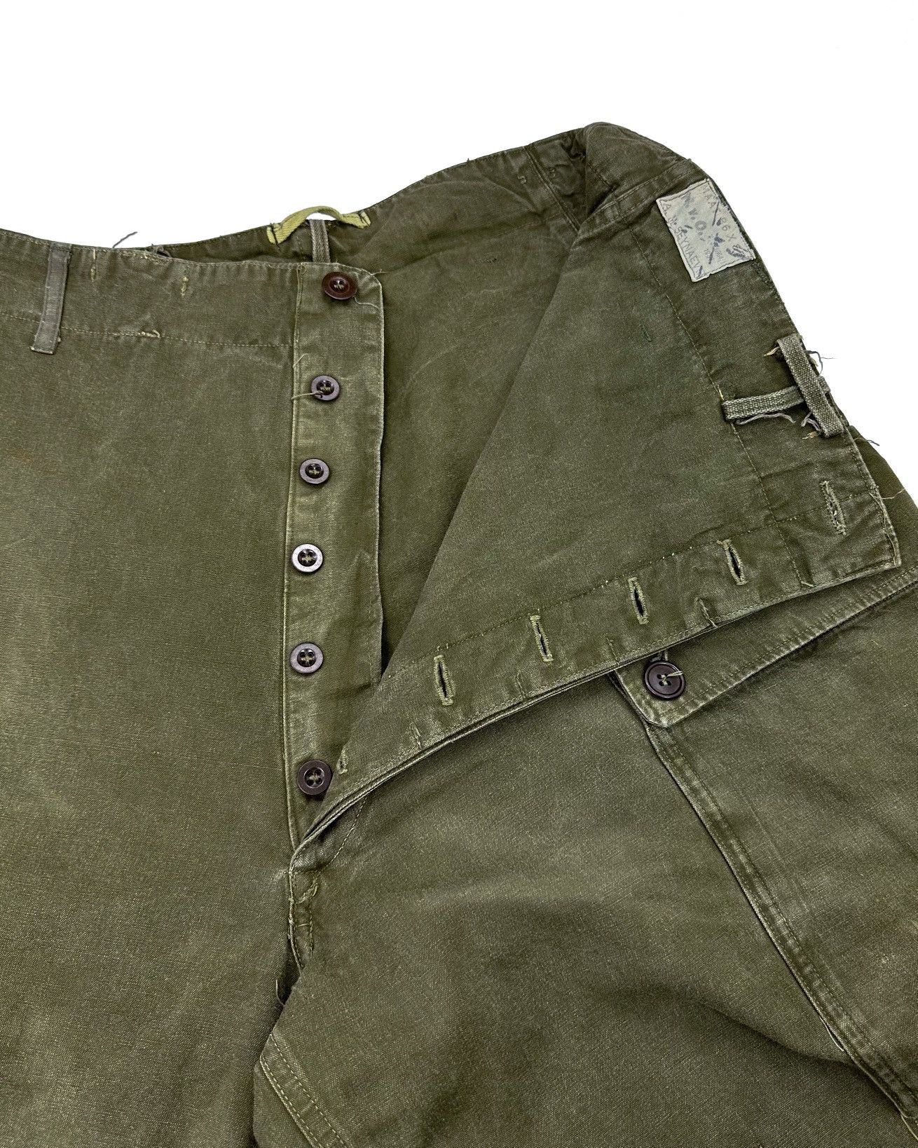 Vintage 50s Olive Green Dutch Military Cargo Trousers (32x31.5) Size US 32 / EU 48 - 4 Thumbnail