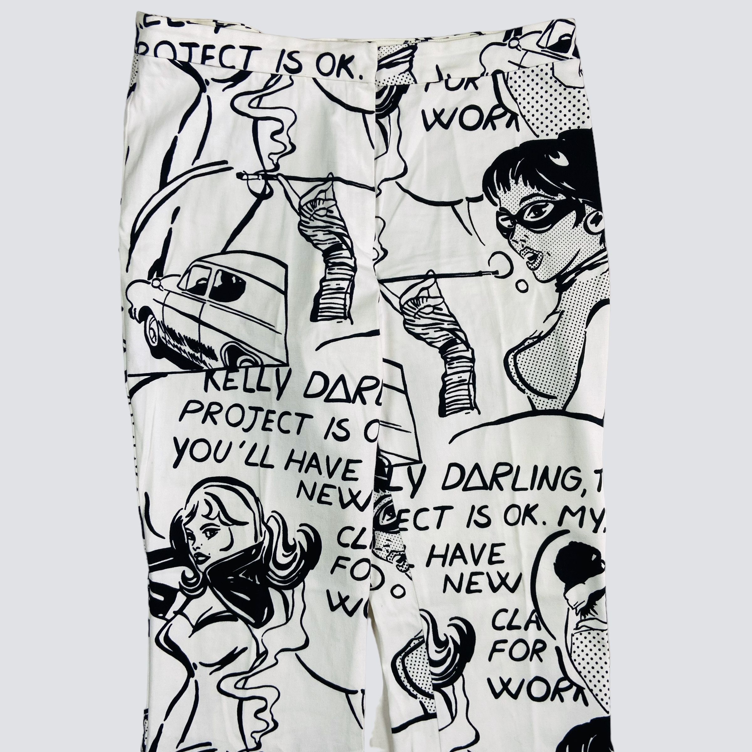 Vintage BAGGY FLARE ARCHIVE 1990s COMICS OVERPRINTED PANTS - № 3090 Size US 34 / EU 50 - 5 Thumbnail