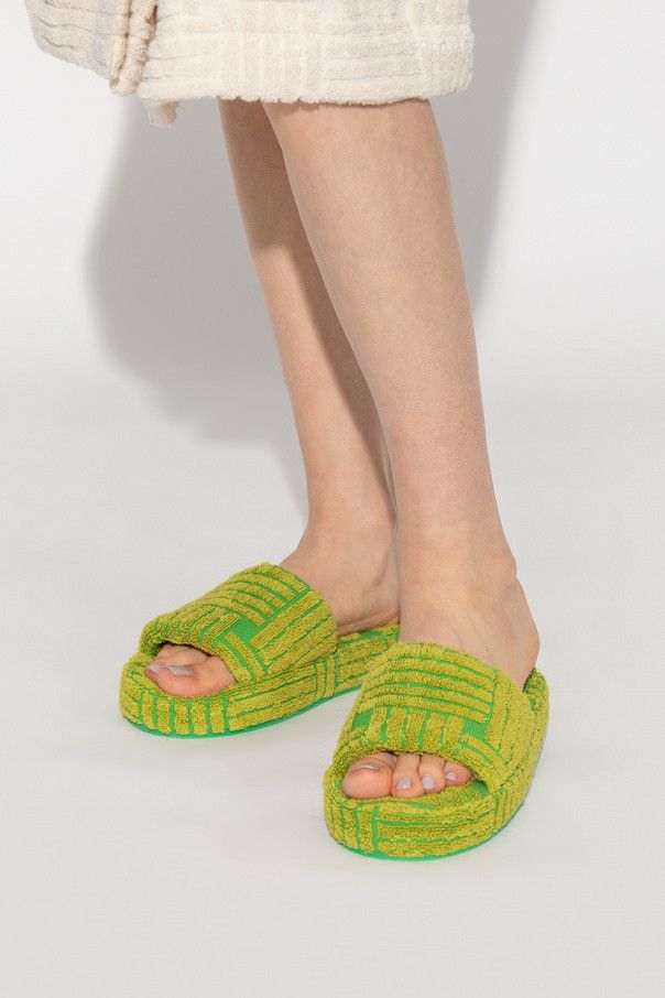 Bottega Veneta Green Kiwi Geometric Resort Sponge Sandals Size US 10 / IT 40 - 1 Thumbnail