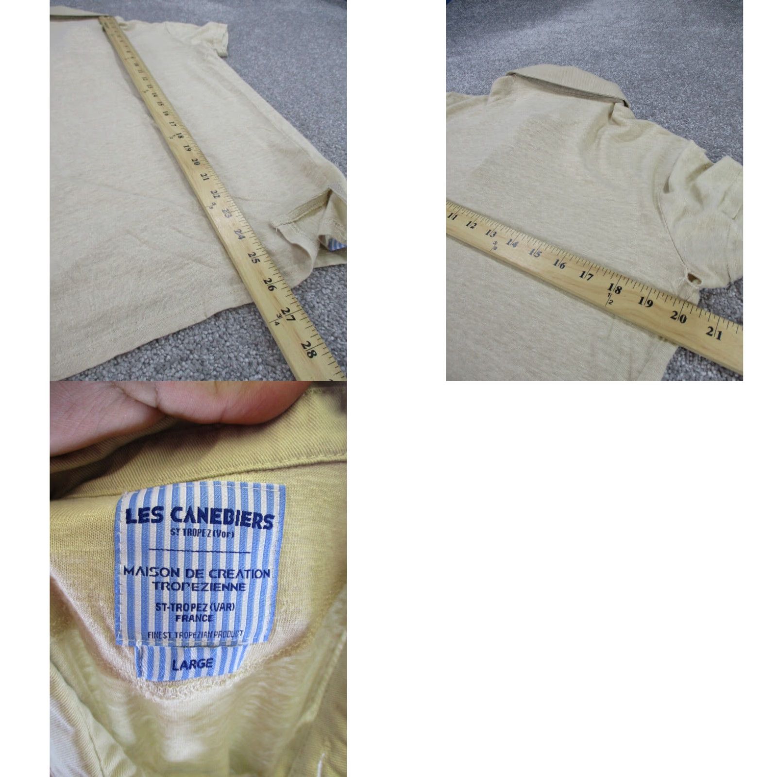 Vintage Les Canebiers Mens Polo Shirt Large Ivory Short Sleeve Size US L / EU 52-54 / 3 - 4 Thumbnail