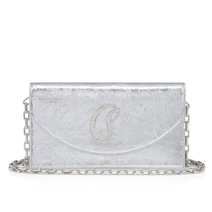 CHRISTIAN LOUBOUTIN Loubi54 Laminated Silver Clutch New