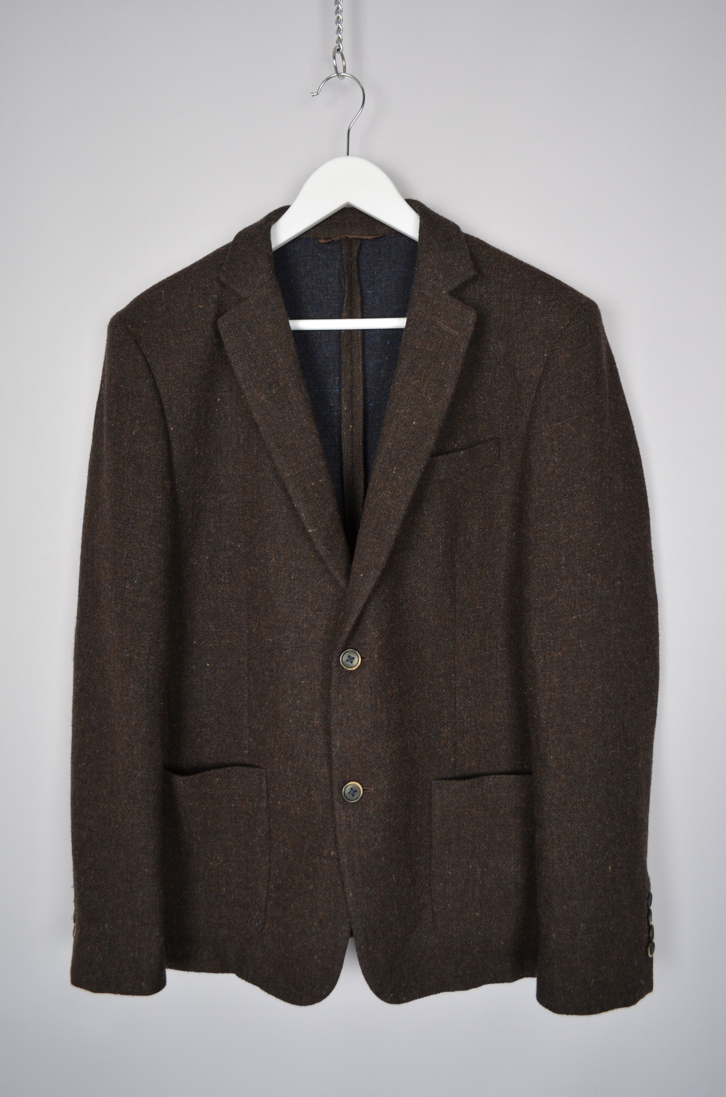 Designer John Barritt Bottoli Knit Wool Brown Unlined Blazer Jacket Size 40R - 2 Thumbnail