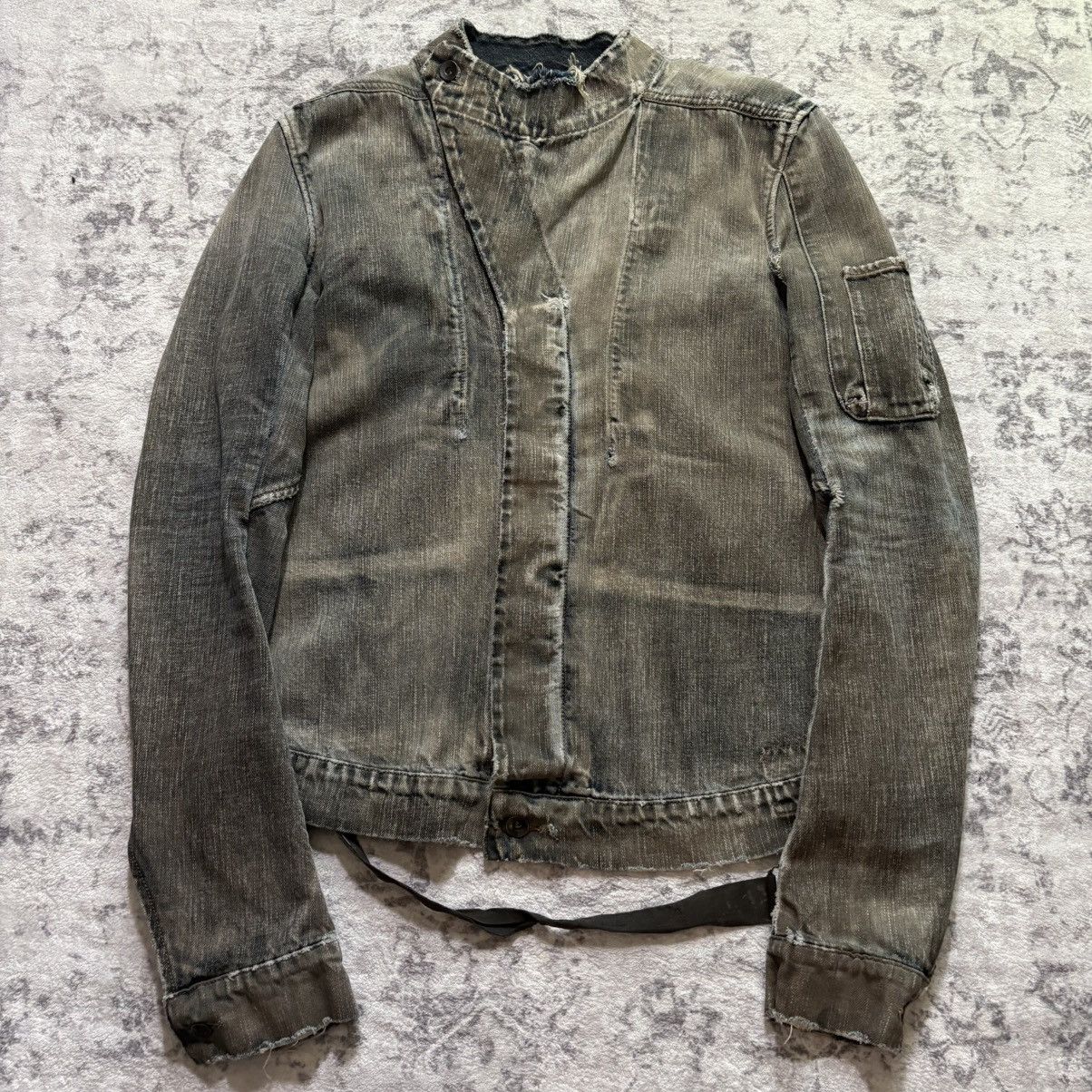Pre-owned Rick Owens Drkshdw Rick Owens 2010s Dna Dust Distressed Slave Jacket In Blue