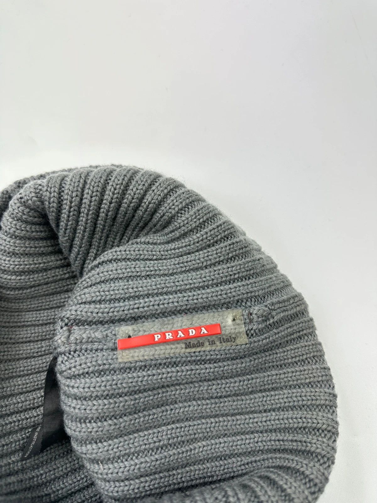 Prada Prada Sport 00s Grey Ribbed Wool Beanie Size ONE SIZE - 7 Thumbnail