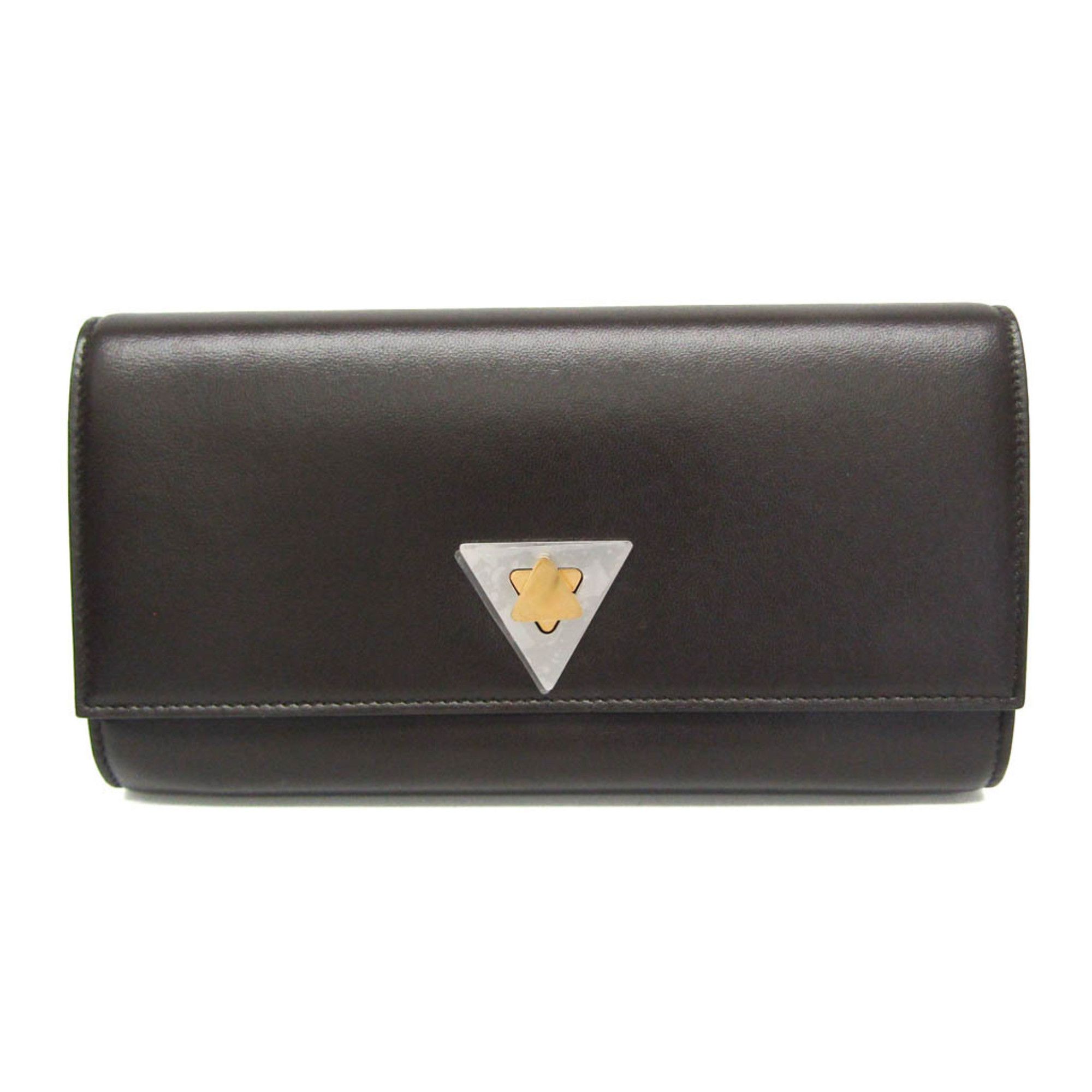 Bottega Veneta Bottega Veneta Triangle Turnlock Men,Women Calfskin Long Wallet (bi-fold) Dark Brown Size ONE SIZE - 1 Thumbnail