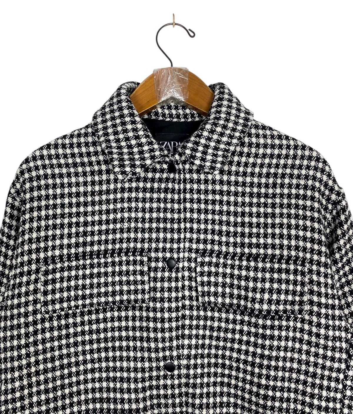 Zara Rare‼️ Zara Houndstooth Fringed Overshirt Jacket Size S / US 4 / IT 40 - 4 Thumbnail