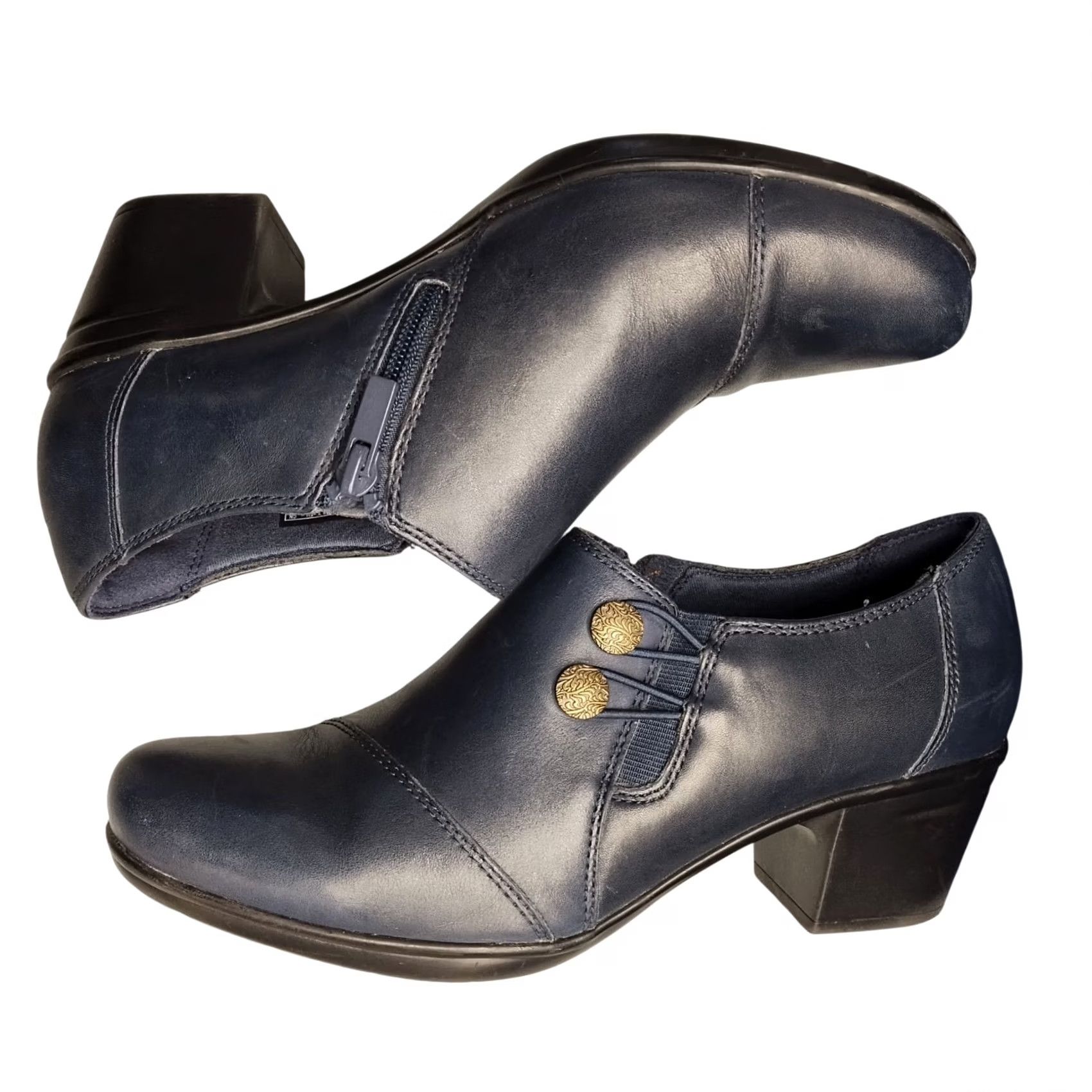 Clarks Clarks Warren Bootie Womens Size 8 Blue Pre-owned Cushioned Comfort Side Zip Winter Fall Boots Size US 8 / IT 38 - 2 Thumbnail