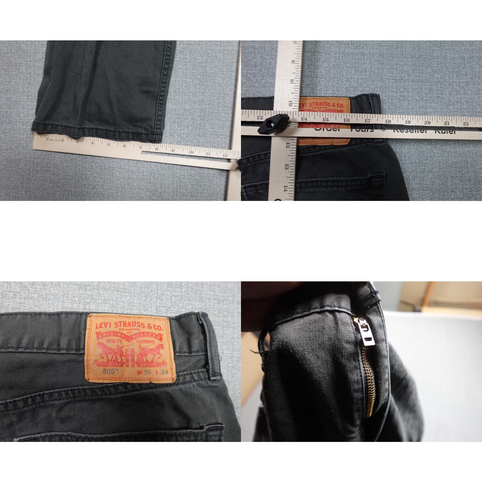 Levi's Levi's 505 Jeans Mens 36x34 Black Regular Fit Western Cowboy Rancher Dark Wash Size US 36 / EU 52 - 8 Thumbnail