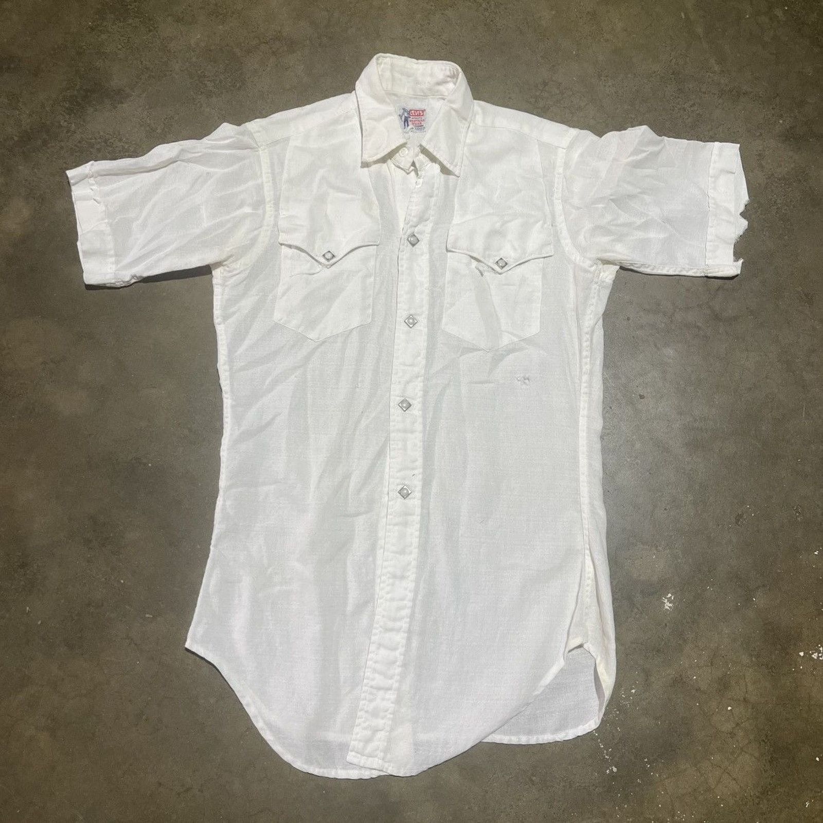 Vintage 50s Levi's Western Wear White Cotton Pearl Snap