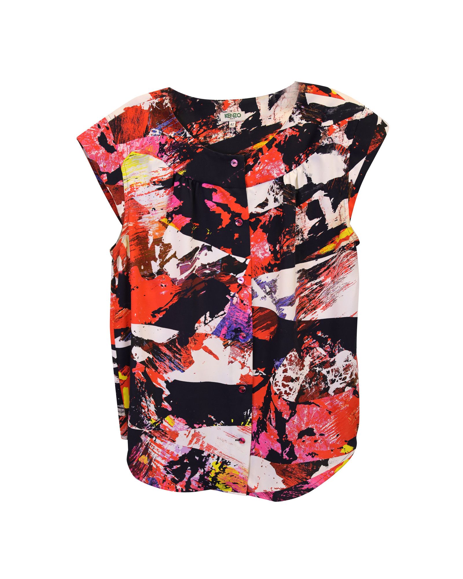 Kenzo Kenzo Printed Crewneck Blouse in Multicolor Polyester Size XL / US 12-14 / IT 48-50 - 1 Thumbnail