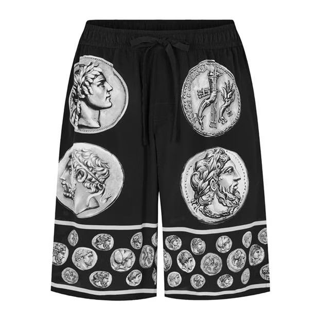 image of Dolce Gabbana O1G2R1Mq0324 Shorts In Black & Multi, Men's (Size 30)