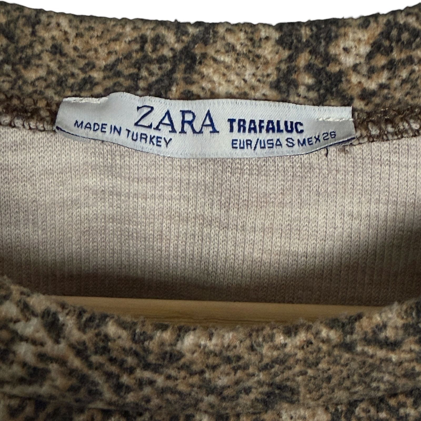 Zara Zara Trafaluc Tan Black Snakeskin Cobra Womens Small Cropped Size S / US 4 / IT 40 - 3 Thumbnail