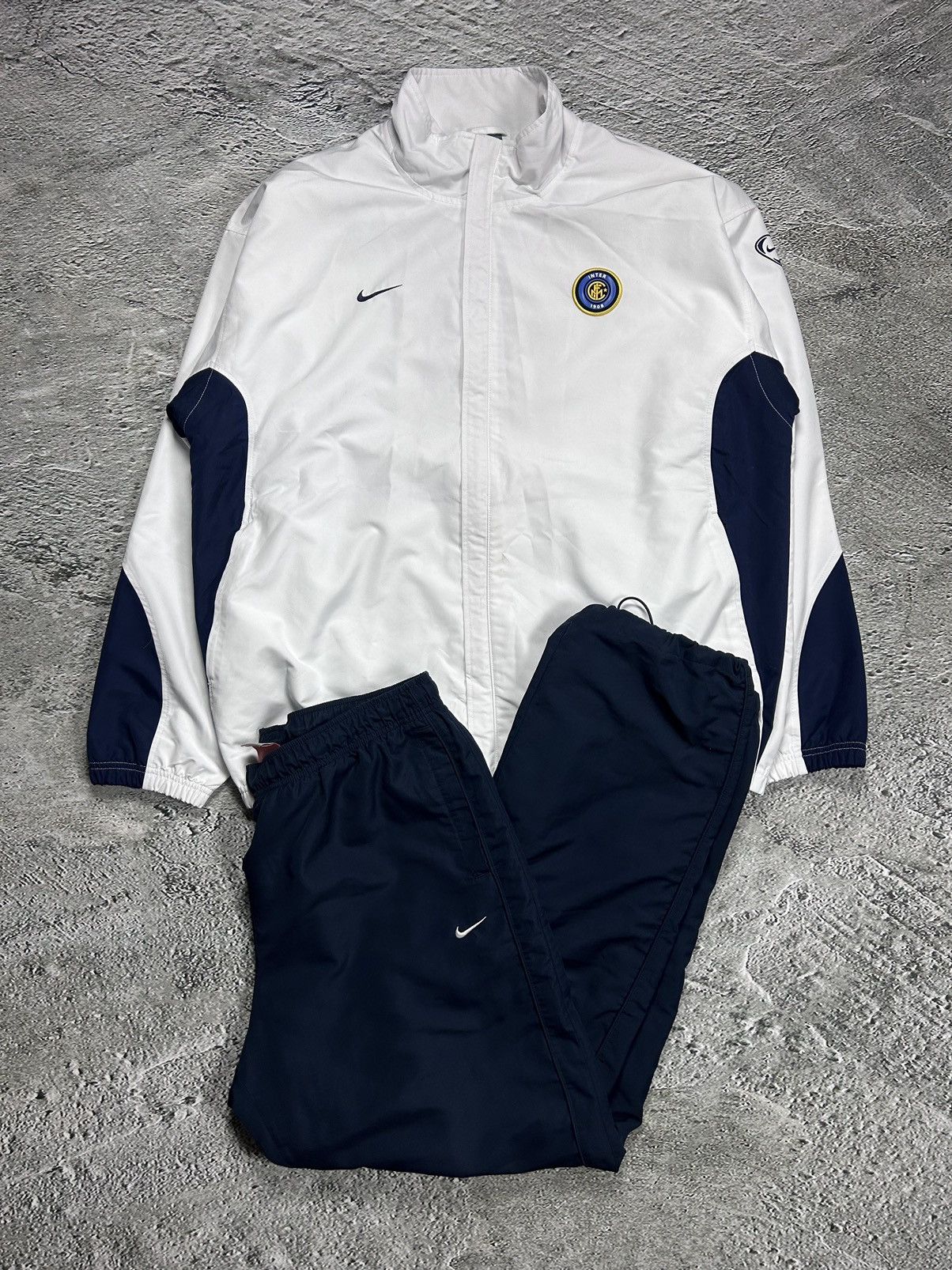 image of Inter Milan Nike Track Suit White Navy Nylon Pants Jacket, Men's (Size XL)