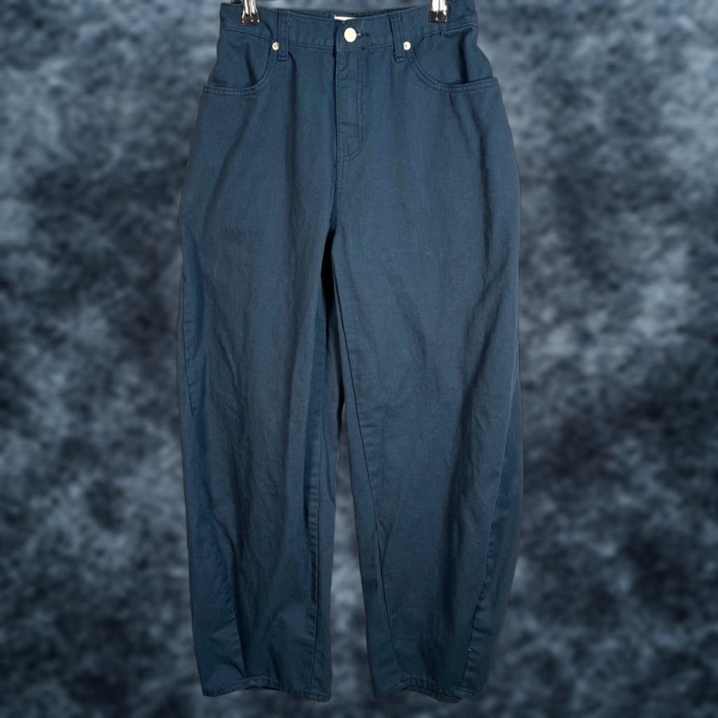 Vintage Out Of Trend Blue High-Waisted Wide-Leg Cotton Pants Womens Size S Size 28" / US 6 / IT 42 - 1 Thumbnail