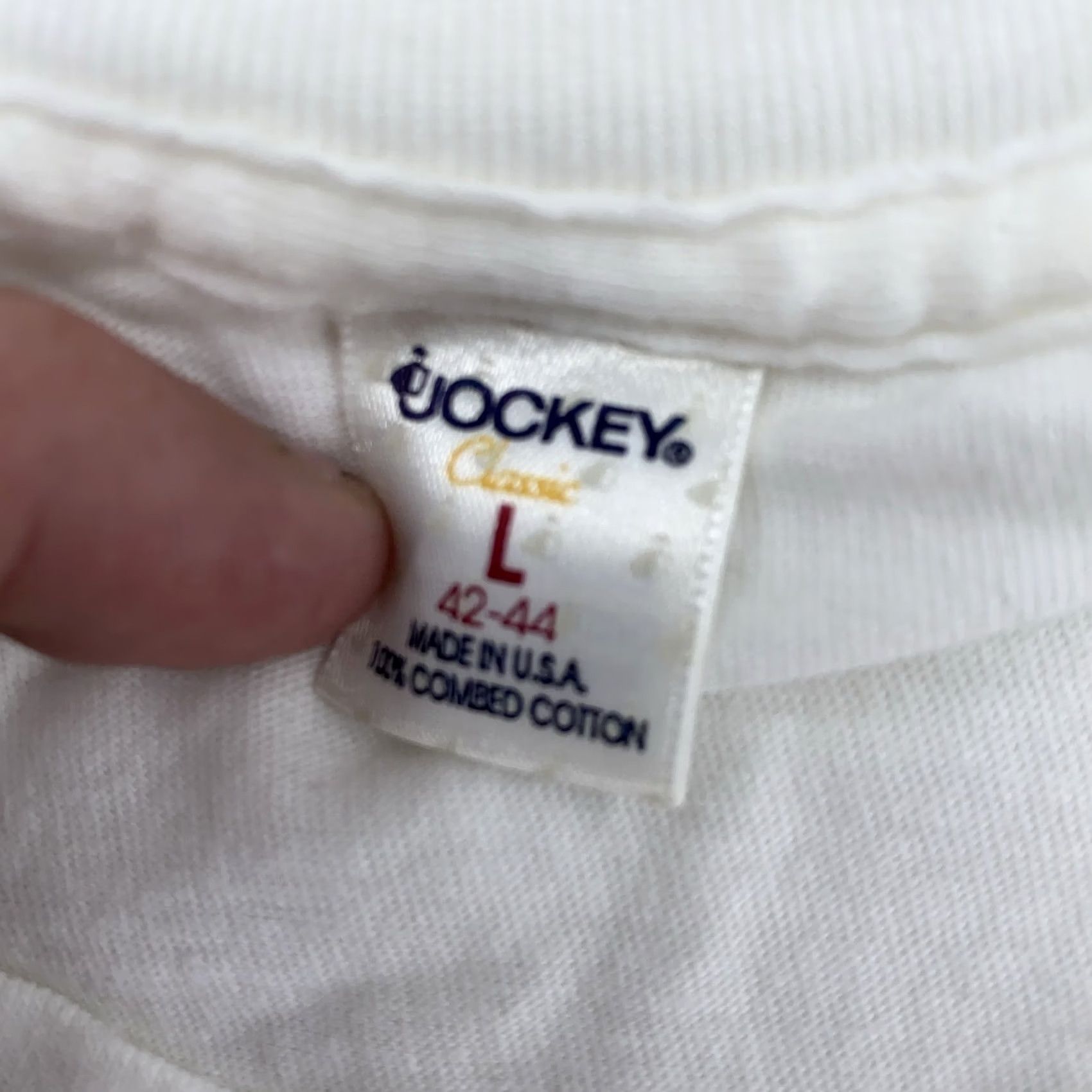 Jockey VINTAGE Jockey T-Shirt Mens M White 100% Cotton Classic Crew Tee 90s Size US M / EU 48-50 / 2 - 4 Thumbnail