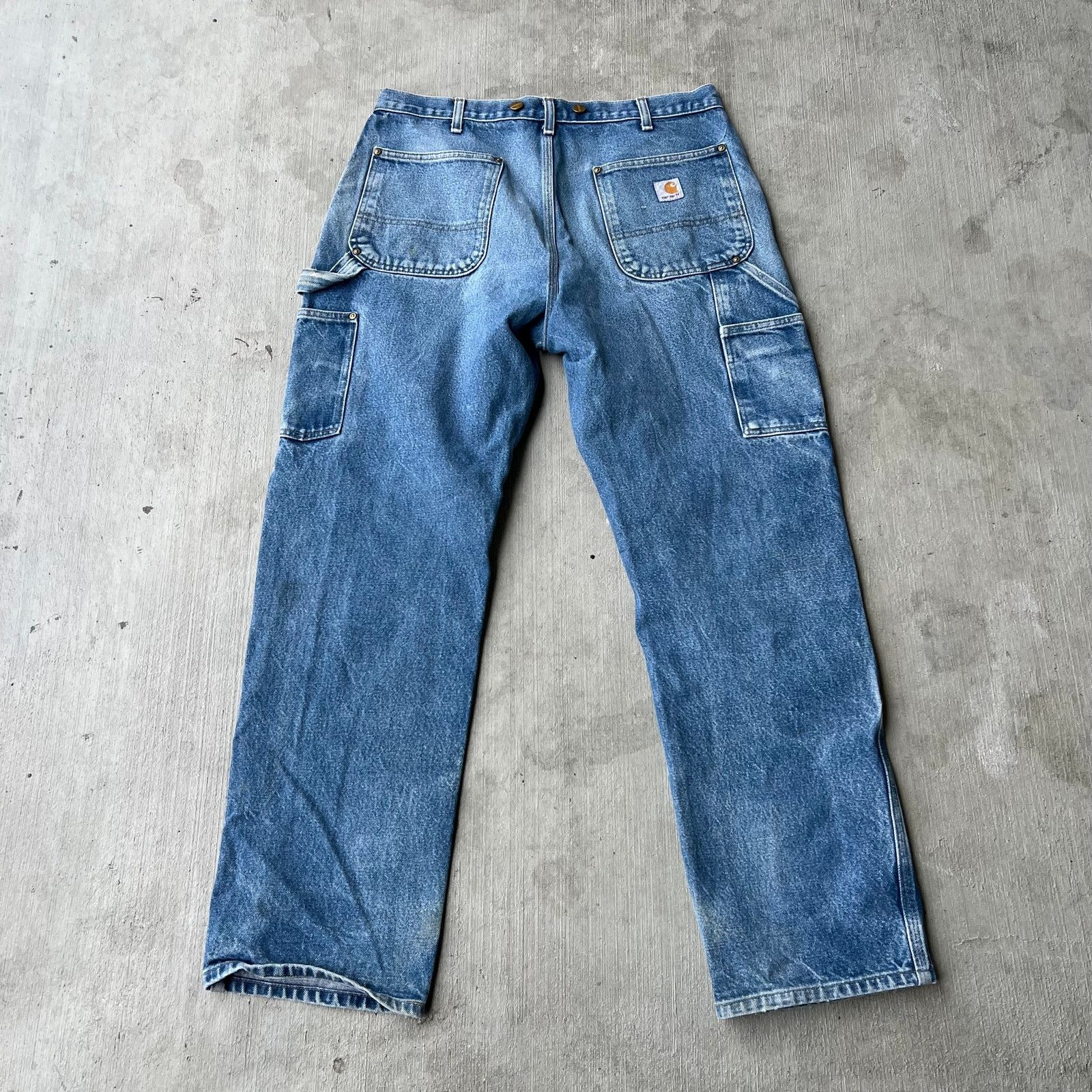 Carhartt × Vintage Carhartt denim fade blue B07 DNM double knee work wear pants Size US 34 / EU 50 - 6 Thumbnail