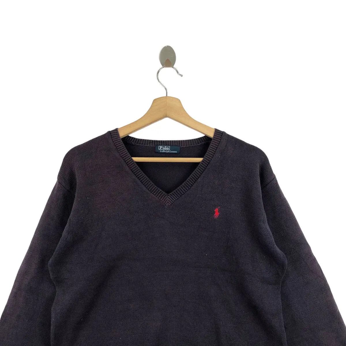 Polo Ralph Lauren Vtg POLO RALPH LAUREN Small Pony V Neck Knitwear Sweatshirt Size L / US 10 / IT 46 - 6 Thumbnail